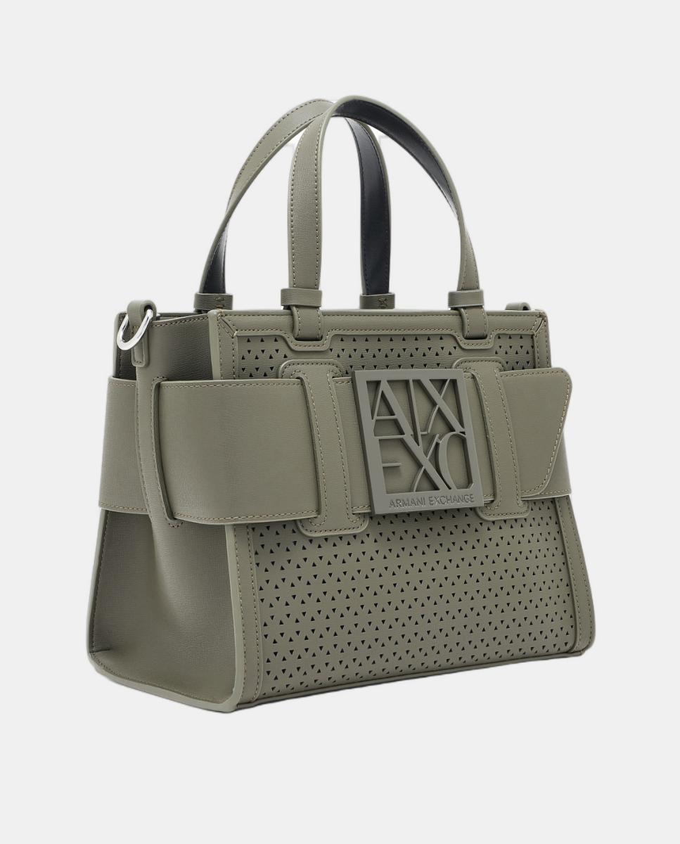 Mala Shopper Média com Alça Curta e Alça Comprida Verde-militar-6