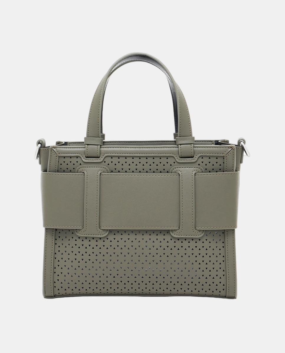 Mala Shopper Média com Alça Curta e Alça Comprida Verde-militar-7