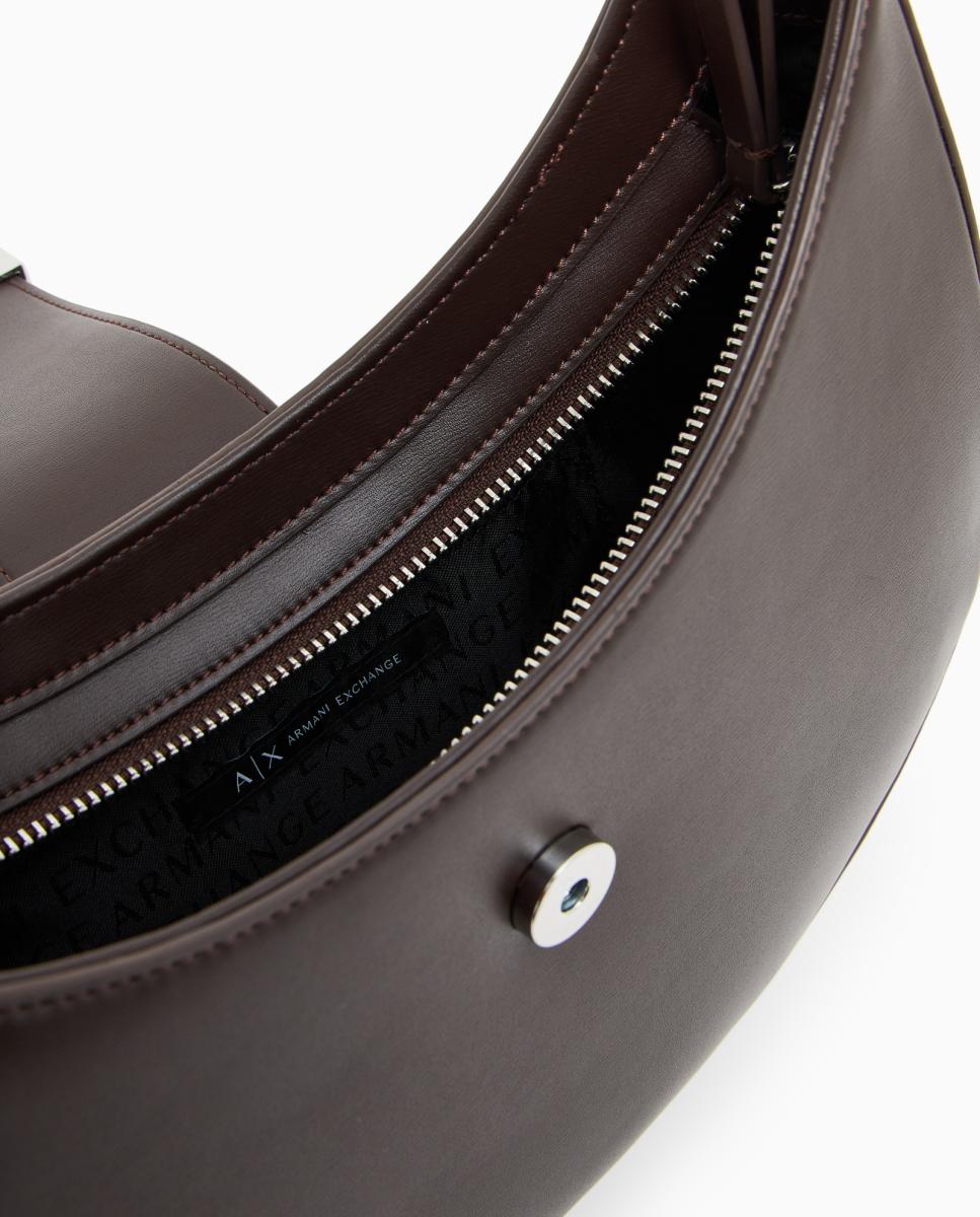 Mala Hobo Pequena com Fivela de Logótipo Castanho-2
