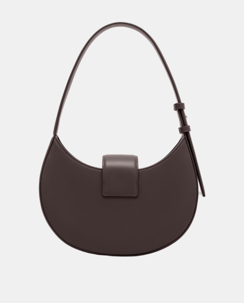 Mala Hobo Pequena com Fivela de Logótipo Castanho-5