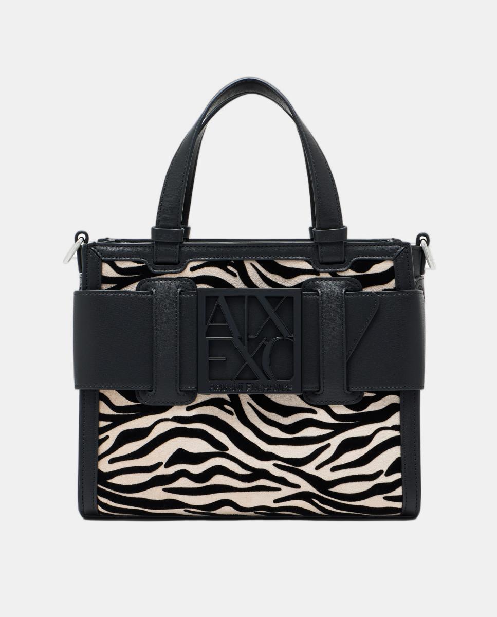 Imagem 0 de Mala Tote com Estampado Animal de Zebra com Logótipo AX