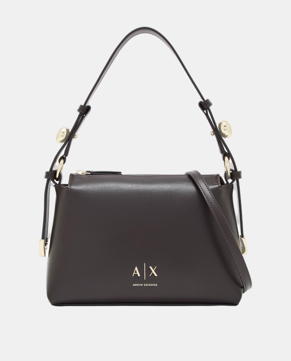 Bolso de mujer de hombro con doble asa - Armani Exchange - Marrón oscuro Marrón oscuro-1