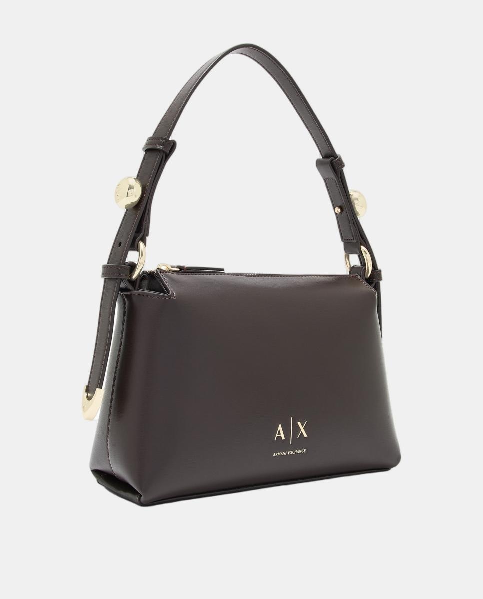 Bolso de mujer de hombro con doble asa - Armani Exchange - Marrón oscuro Marrón oscuro-2