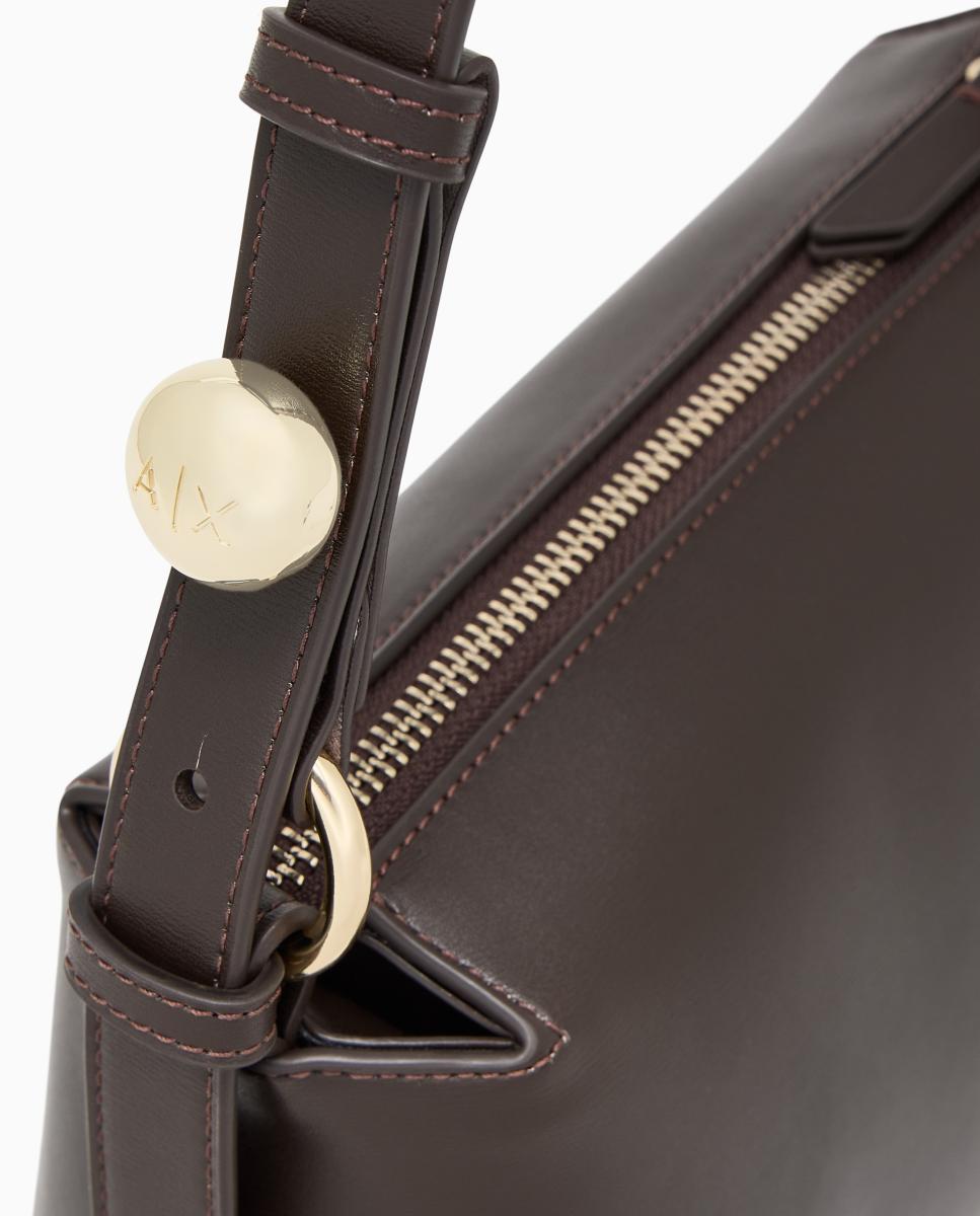 Bolso de mujer de hombro con doble asa - Armani Exchange - Marrón oscuro Marrón oscuro-5