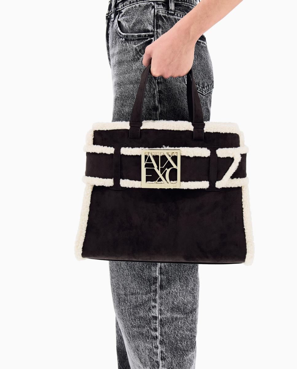Mala Shopper com Logótipo Castanho-escuro-4