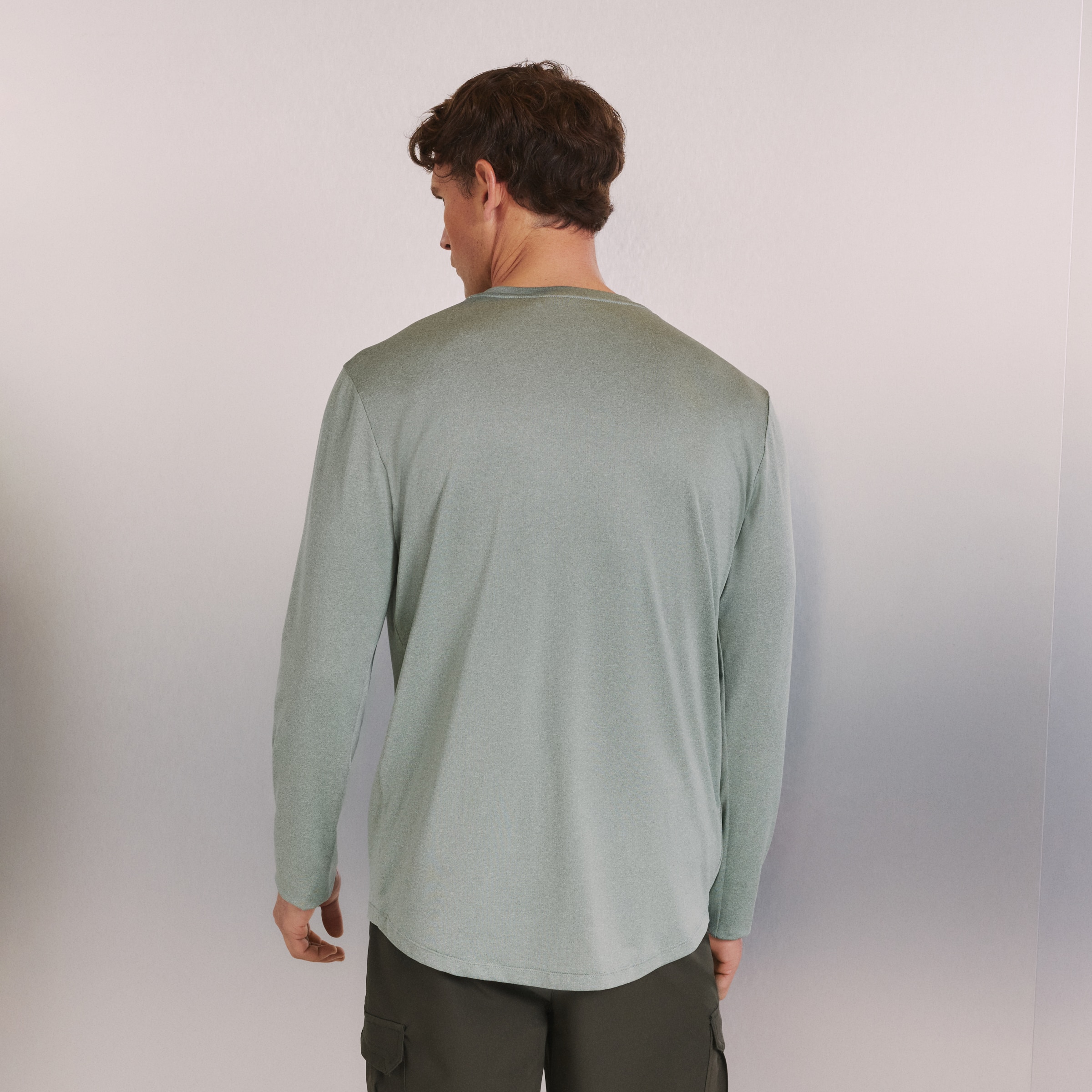 Camisola de Manga Comprida de Montanha de Homem Verde-claro-3
