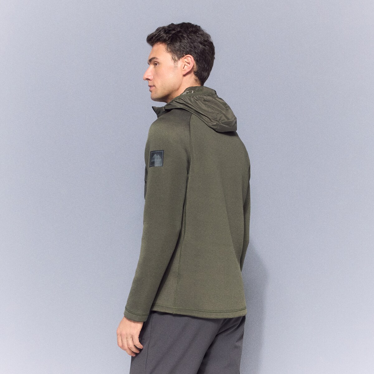 Casaco Híbrido de Homem com Enchimento de Penas de Montanha Verde-3