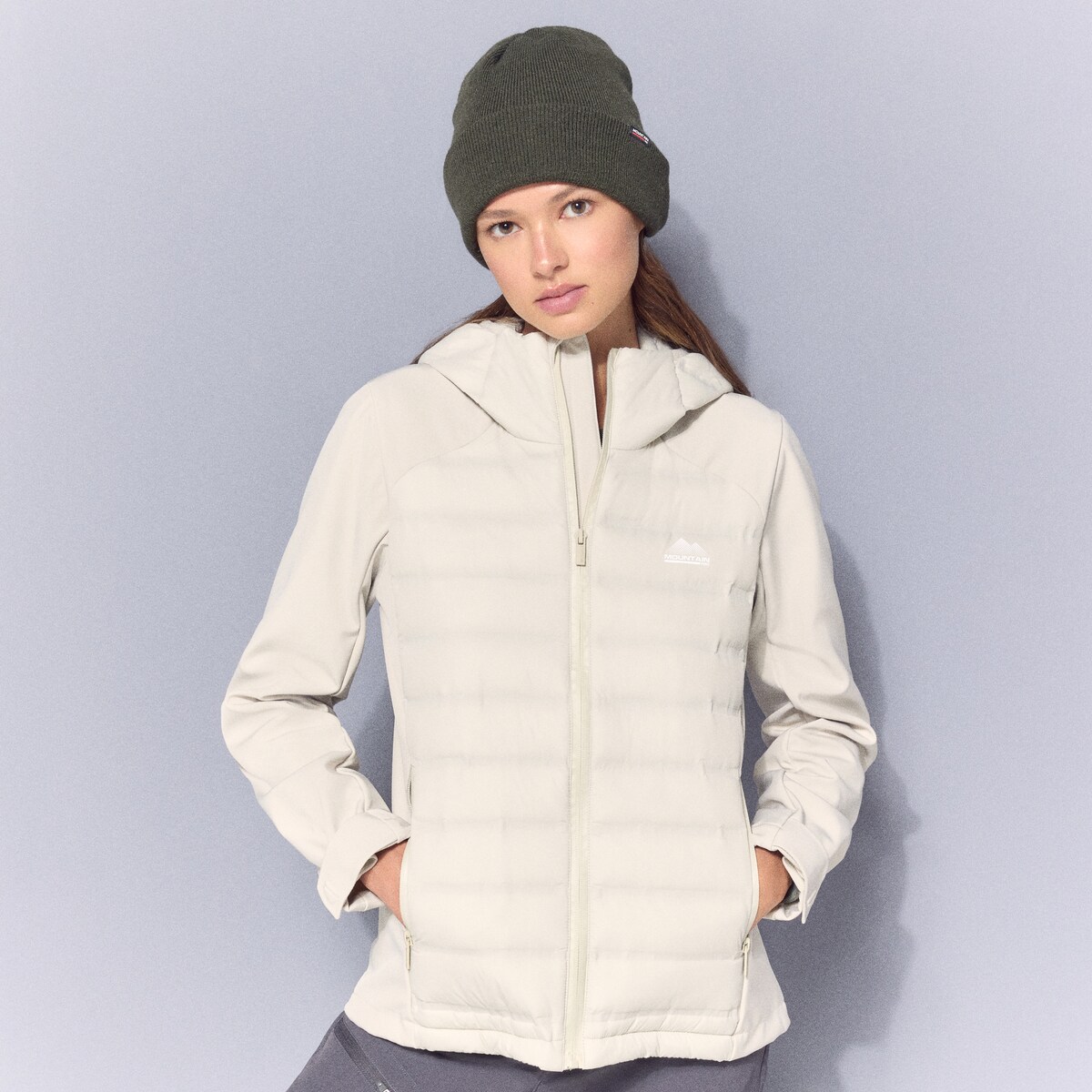 Casaco Híbrido de Montanha de Mulher Bege-1