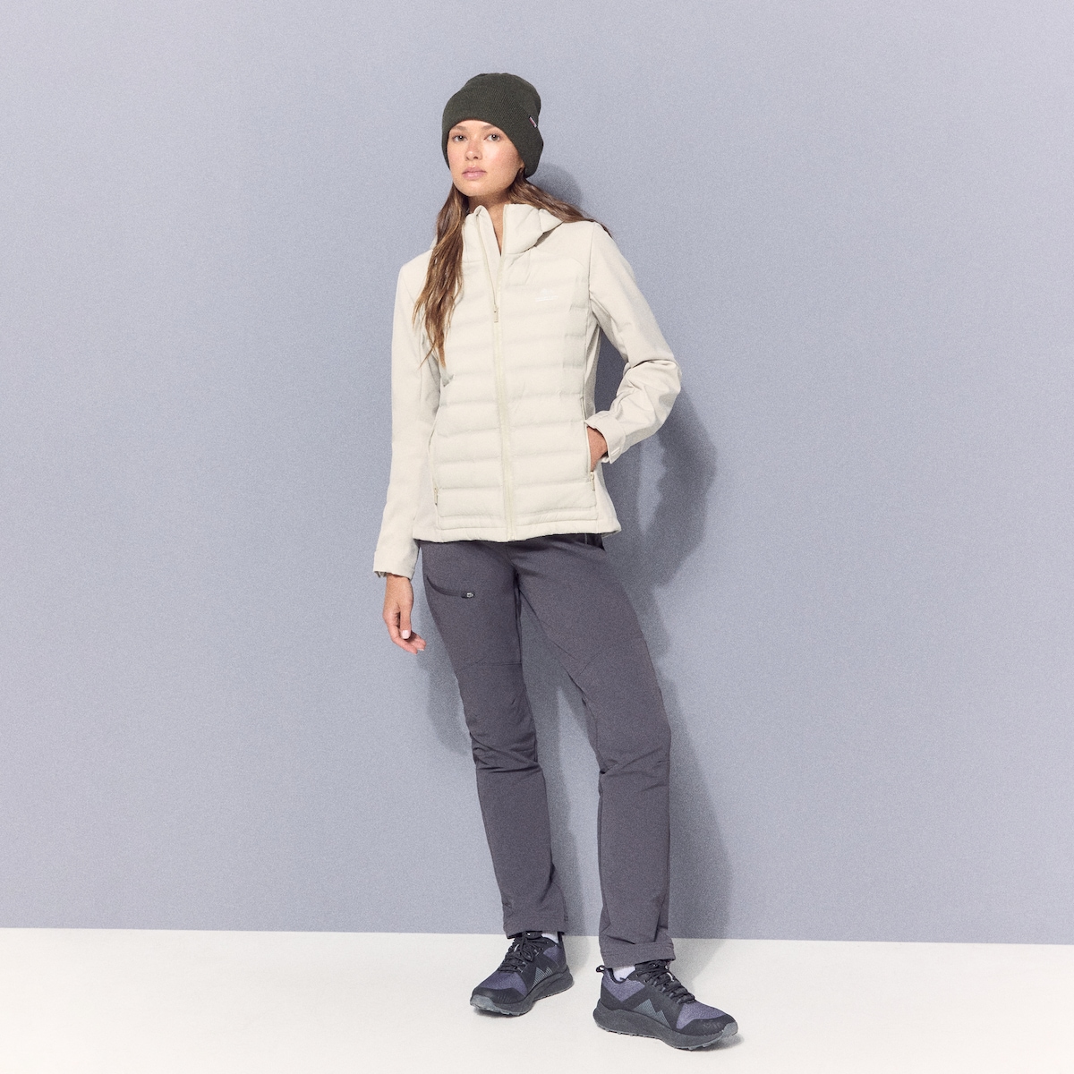 Casaco Híbrido de Montanha de Mulher Bege-2