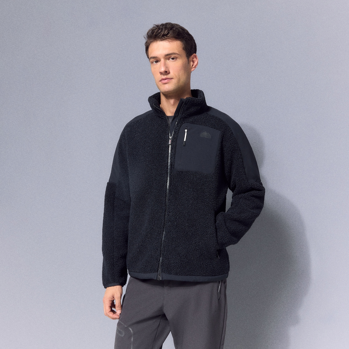 Polar de Pelo de Borrego de Montanha para Homem Preto-1