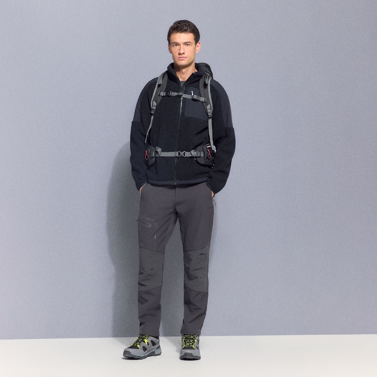 Polar de Pelo de Borrego de Montanha para Homem Preto-2