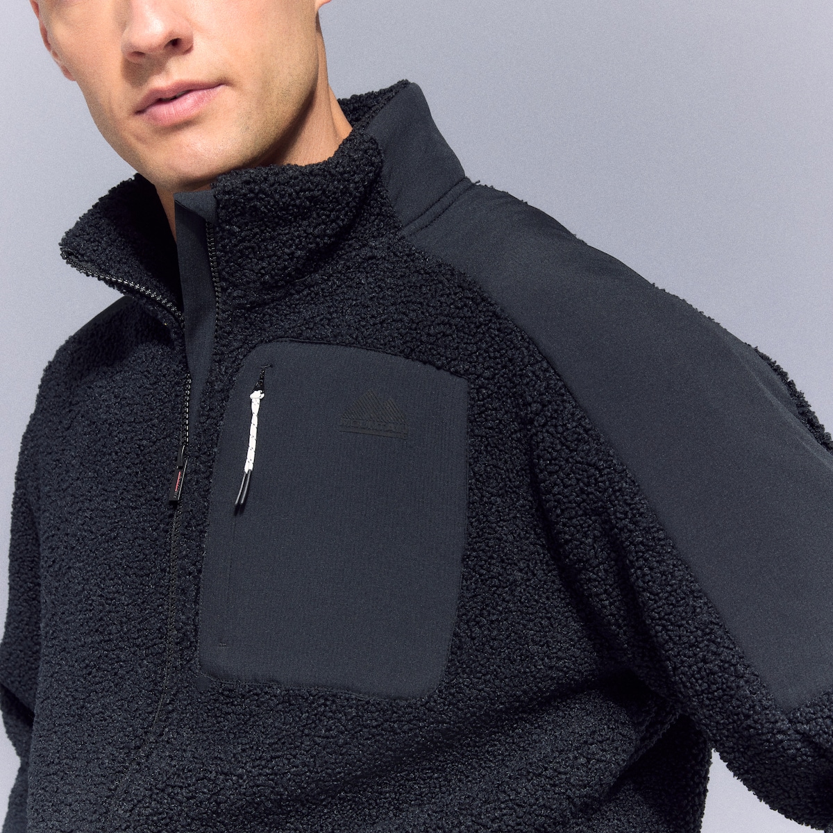 Polar de Pelo de Borrego de Montanha para Homem Preto-3