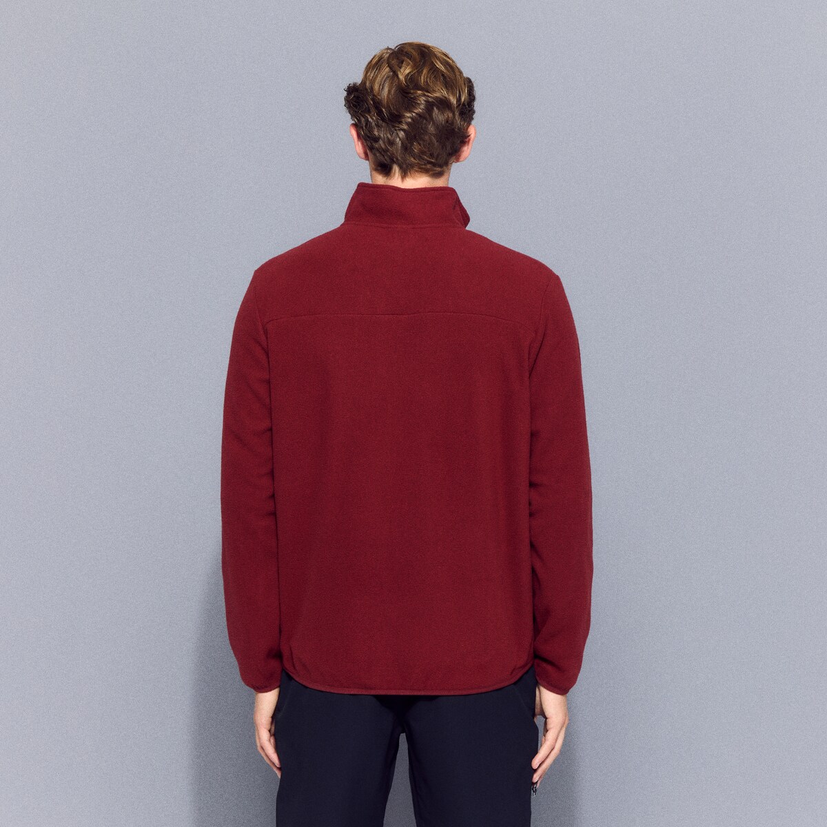 Micro Polar de 1/2 Fecho de Correr de Montanha para Homem Vermelho-3