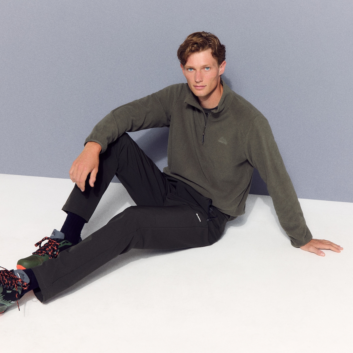 Micro Polar de 1/2 Fecho de Correr de Montanha para Homem Verde-1