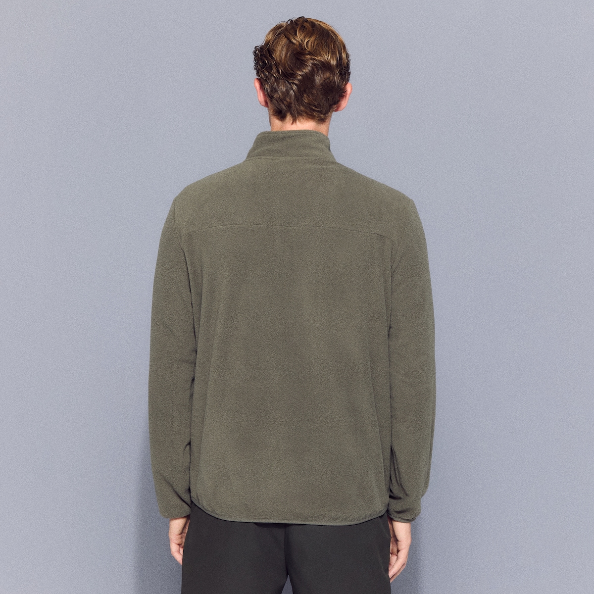 Micro Polar de 1/2 Fecho de Correr de Montanha para Homem Verde-4