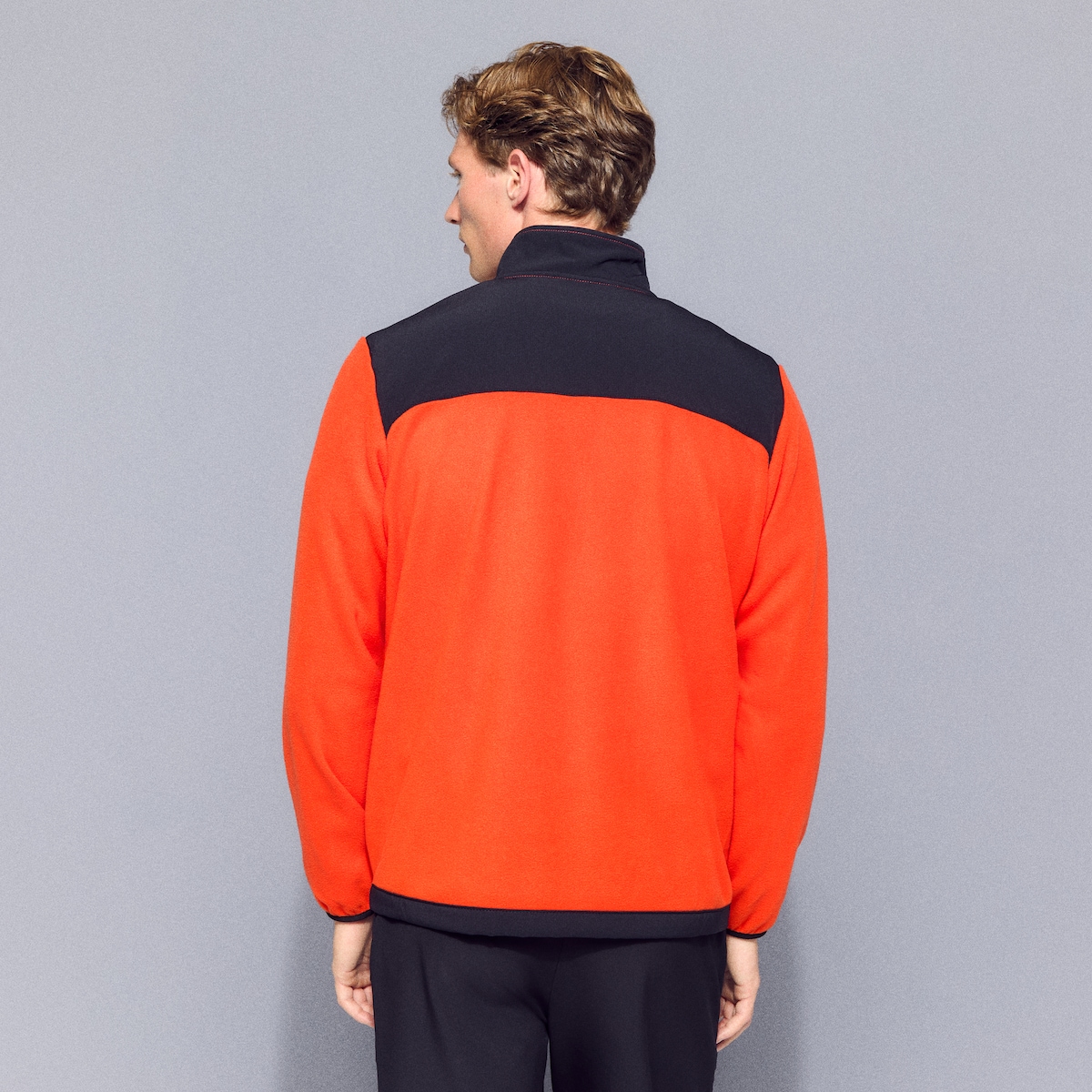 Micro Polar de 1/2 Fecho de Correr de Montanha para Homem Laranja-3