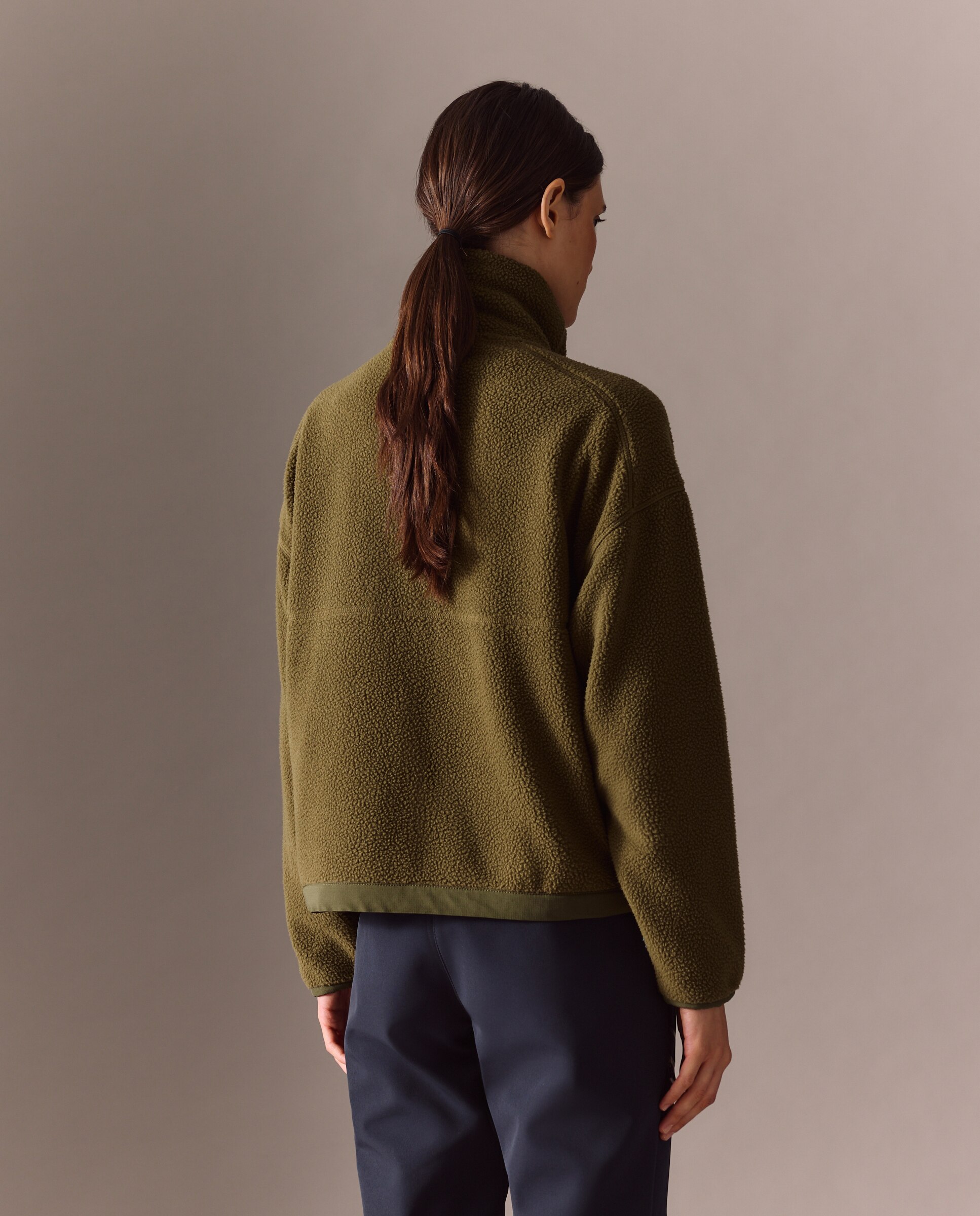Polar de Pelo de Borrego de Montanha para Mulher Verde-3
