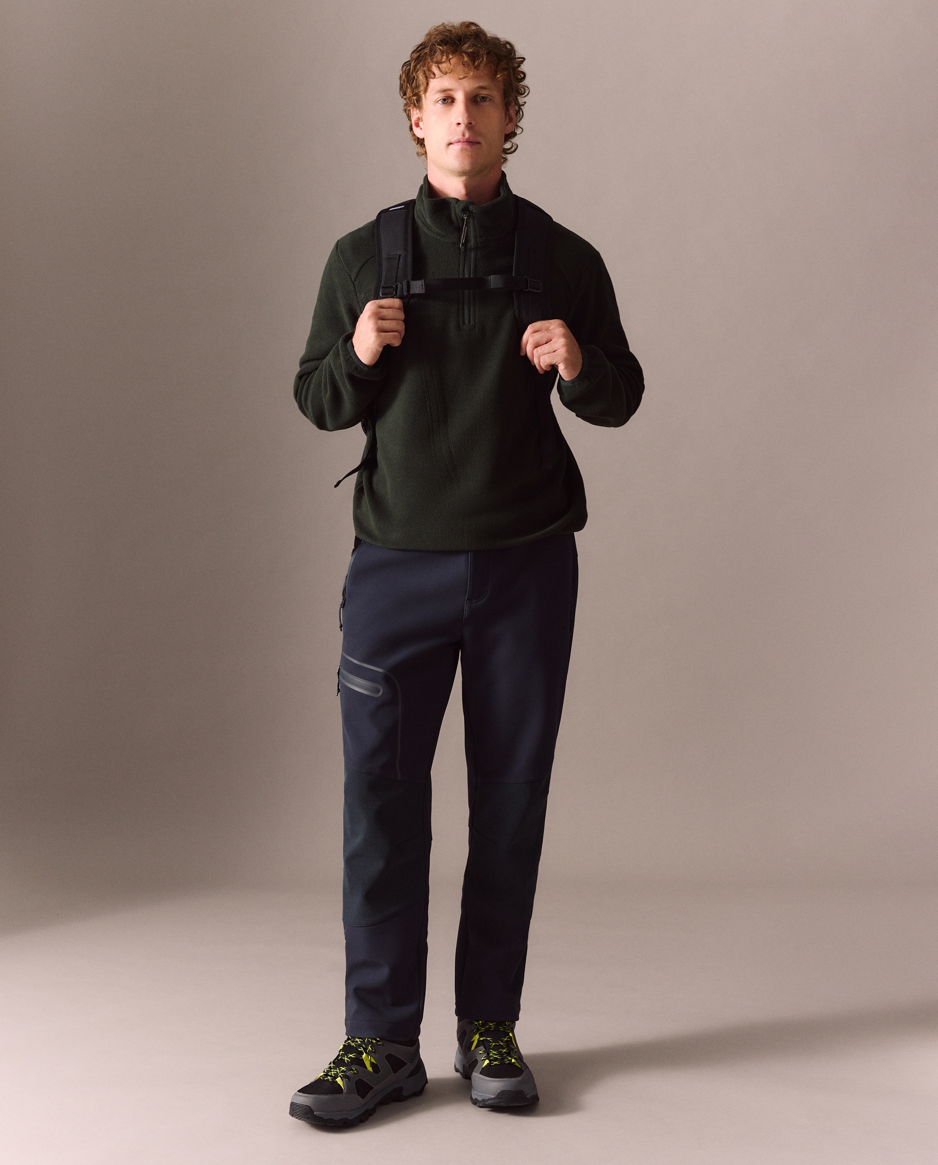 Micro Polar de 1/2 Fecho de Correr de Montanha para Homem Verde-2