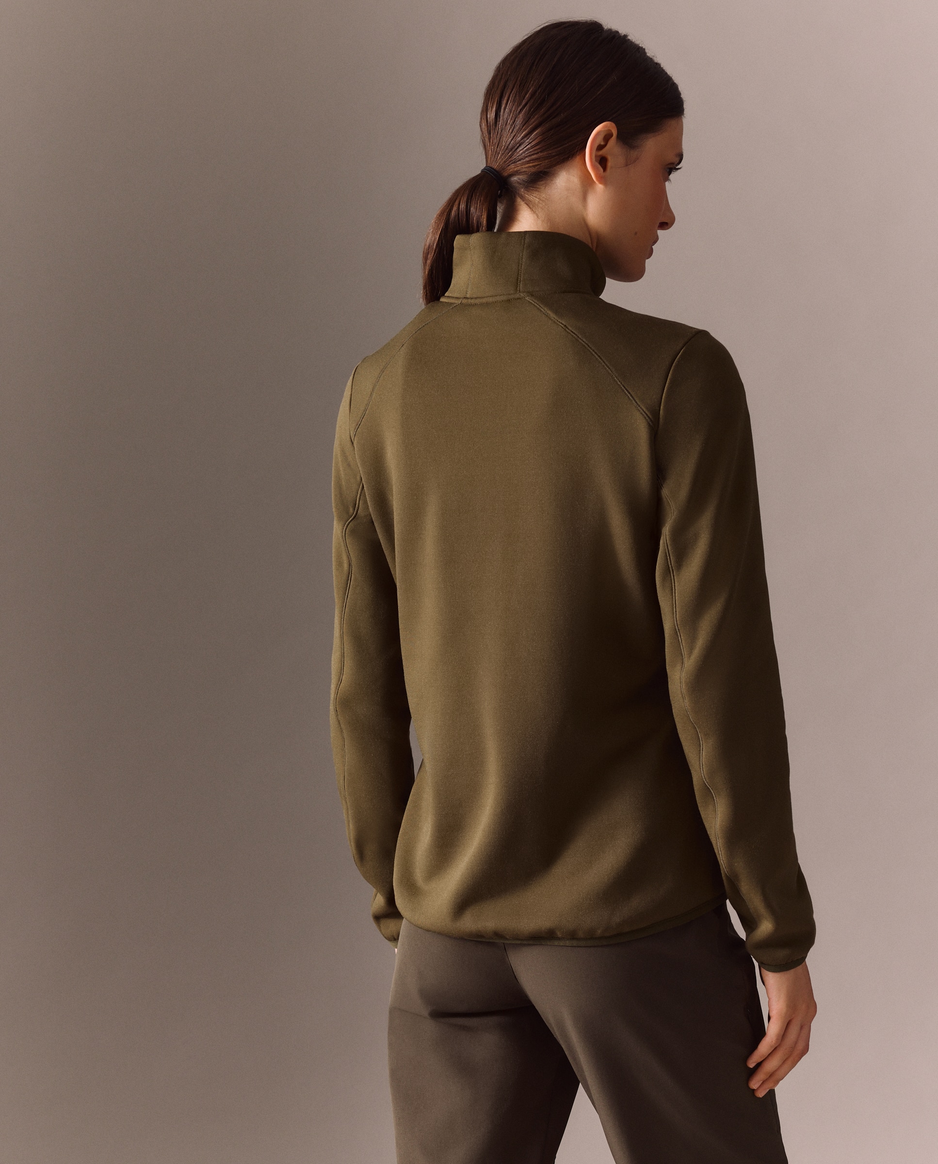 Micro Polar de 1/2 Fecho de Correr de Montanha para Mulher Verde-3