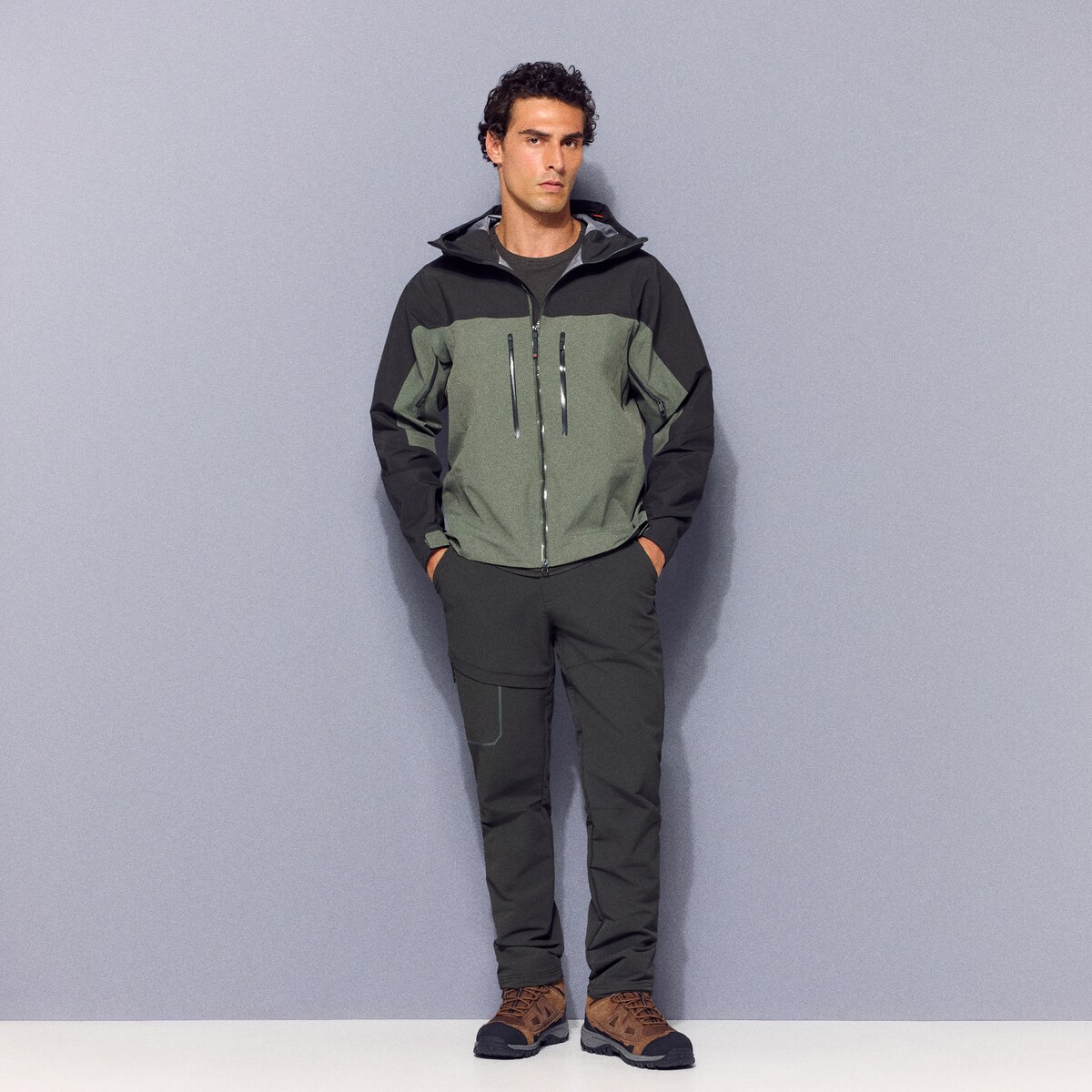 Impermeável de 3 Camadas 20k/20k de Montanha para Homem Verde-2