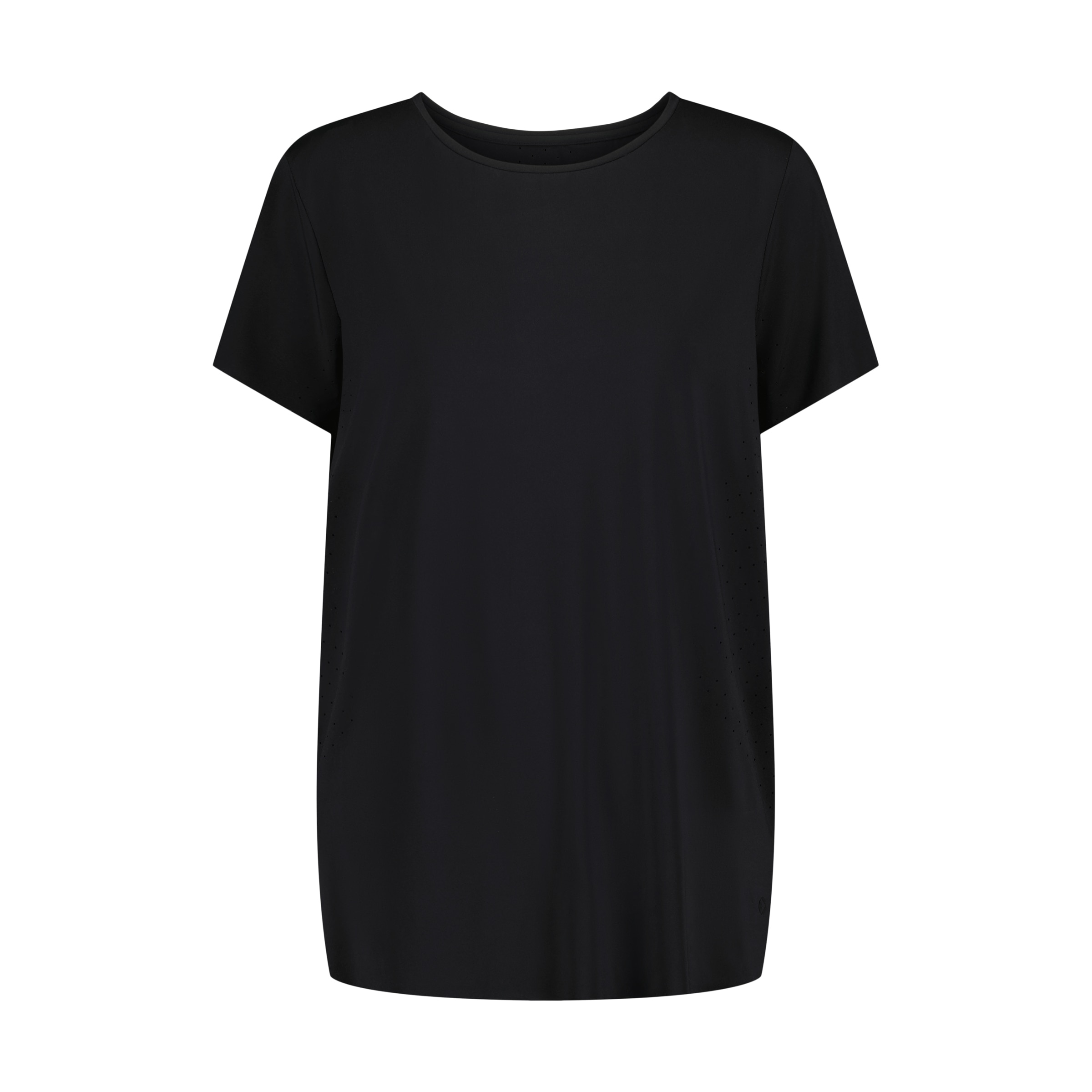 T-shirt de Training de Mulher com Manga Curta Micro Perfurada Preto-4