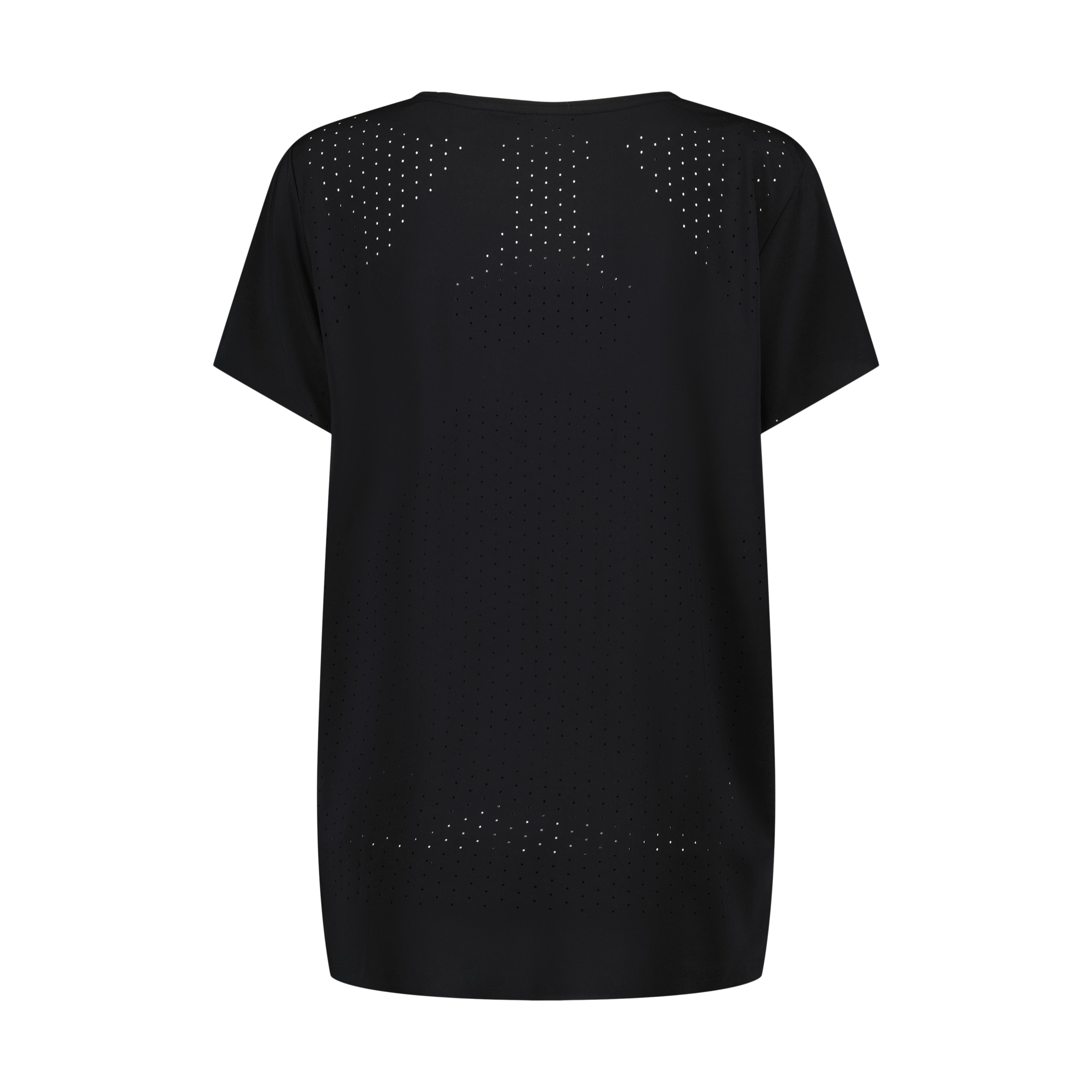 T-shirt de Training de Mulher com Manga Curta Micro Perfurada Preto-5