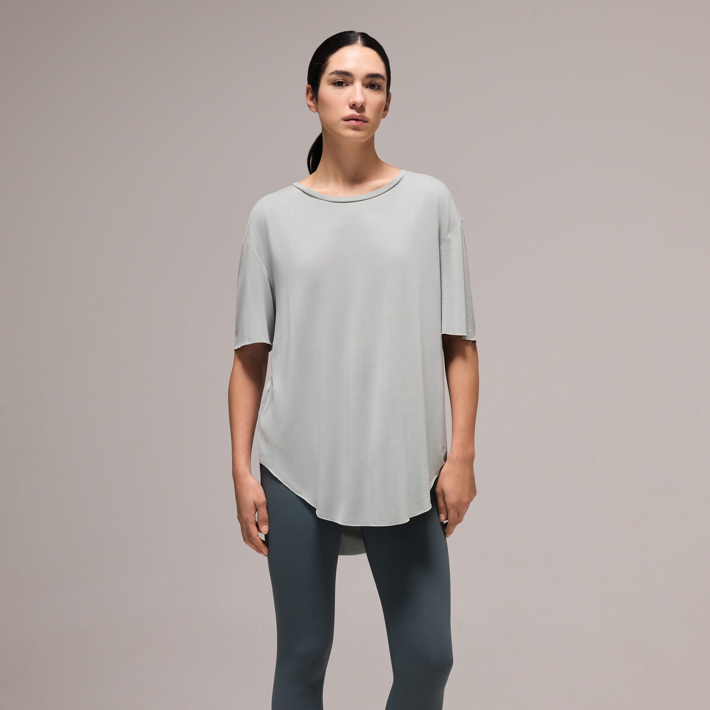 Camiseta de modal de manga corta de yoga de mujer Boomerang - Negro Verde claro-1