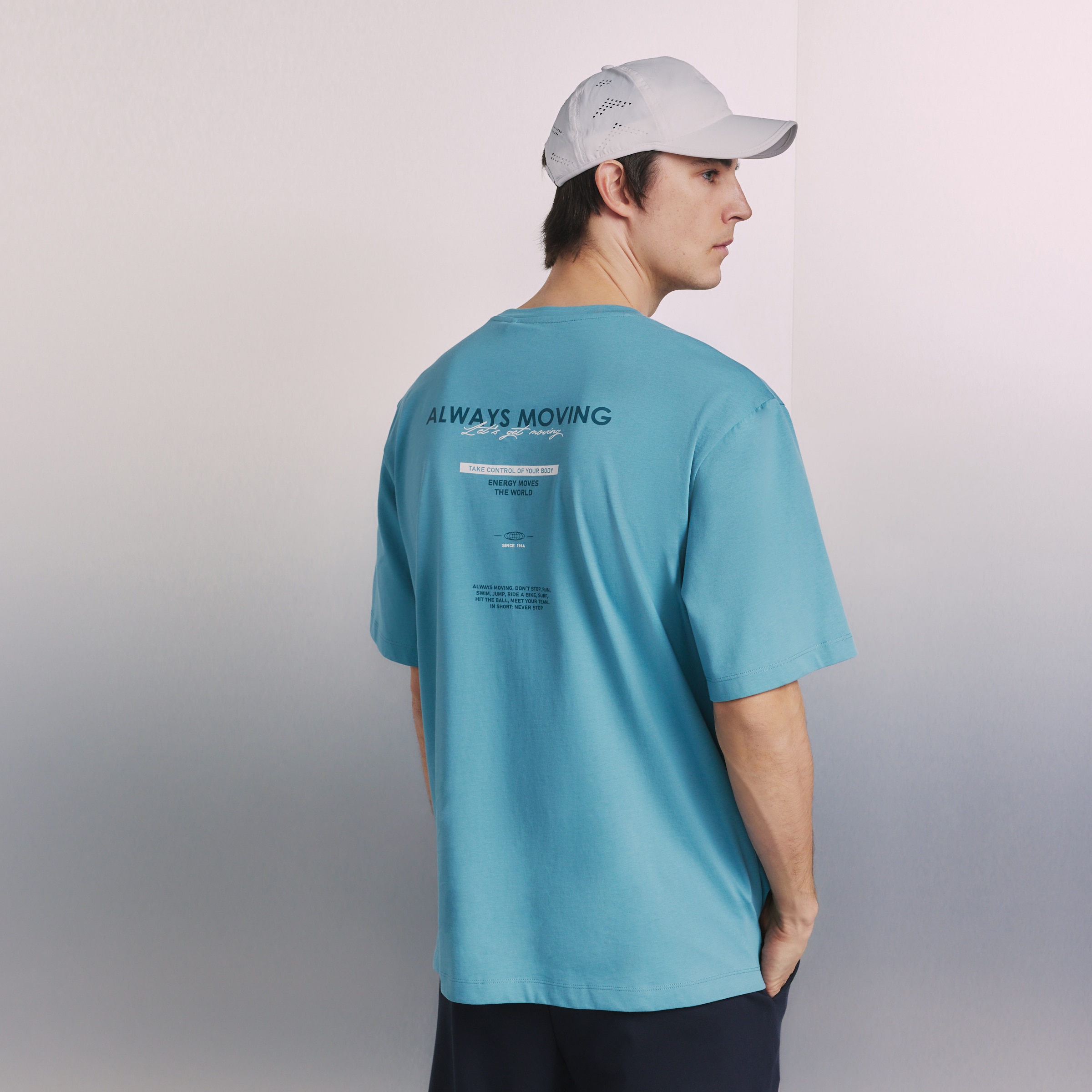 Camiseta de manga corta Sportcasual de hombre Boomerang - Turquesa Turquesa-3