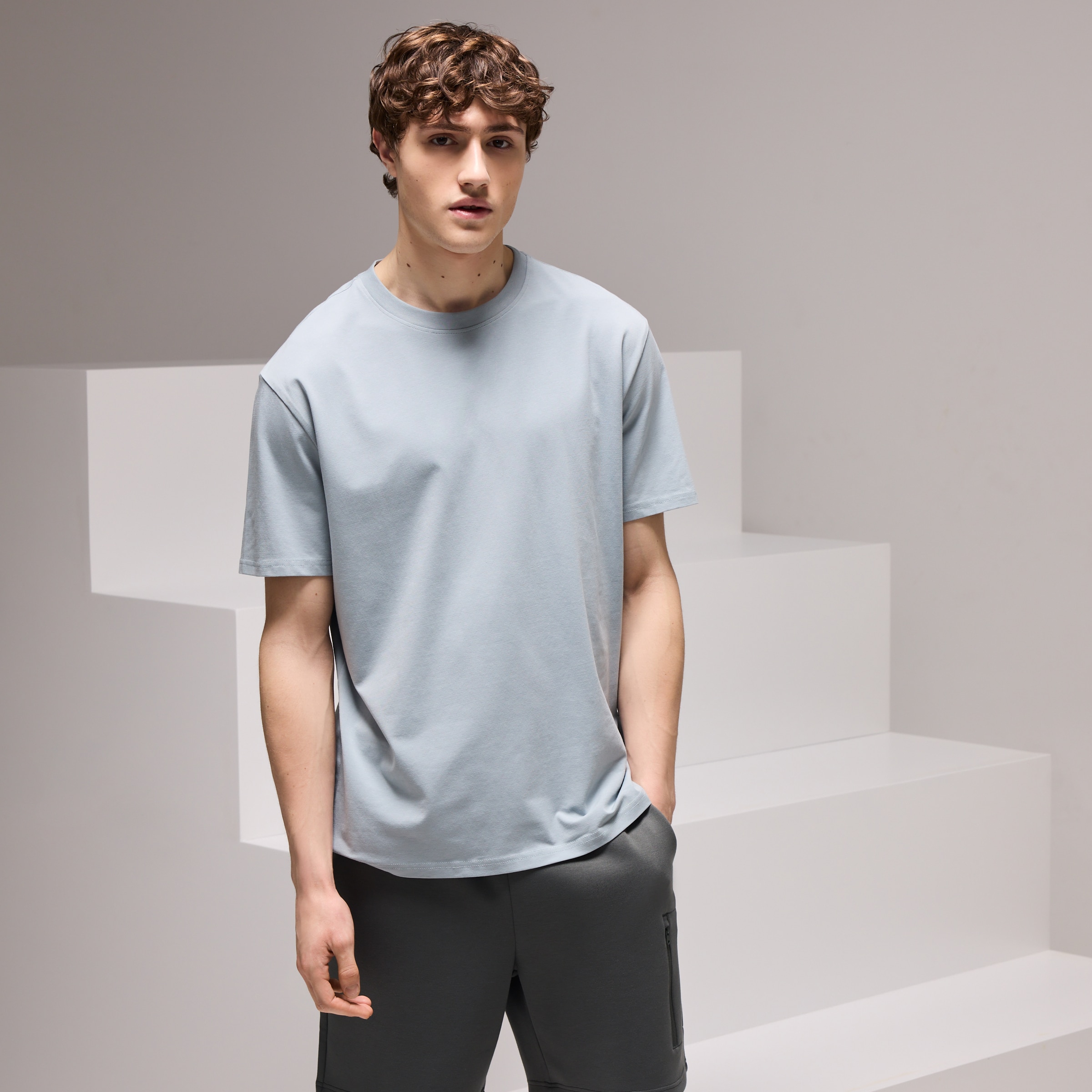 T-shirt de Manga Curta Sportcasual de Homem Anil-1