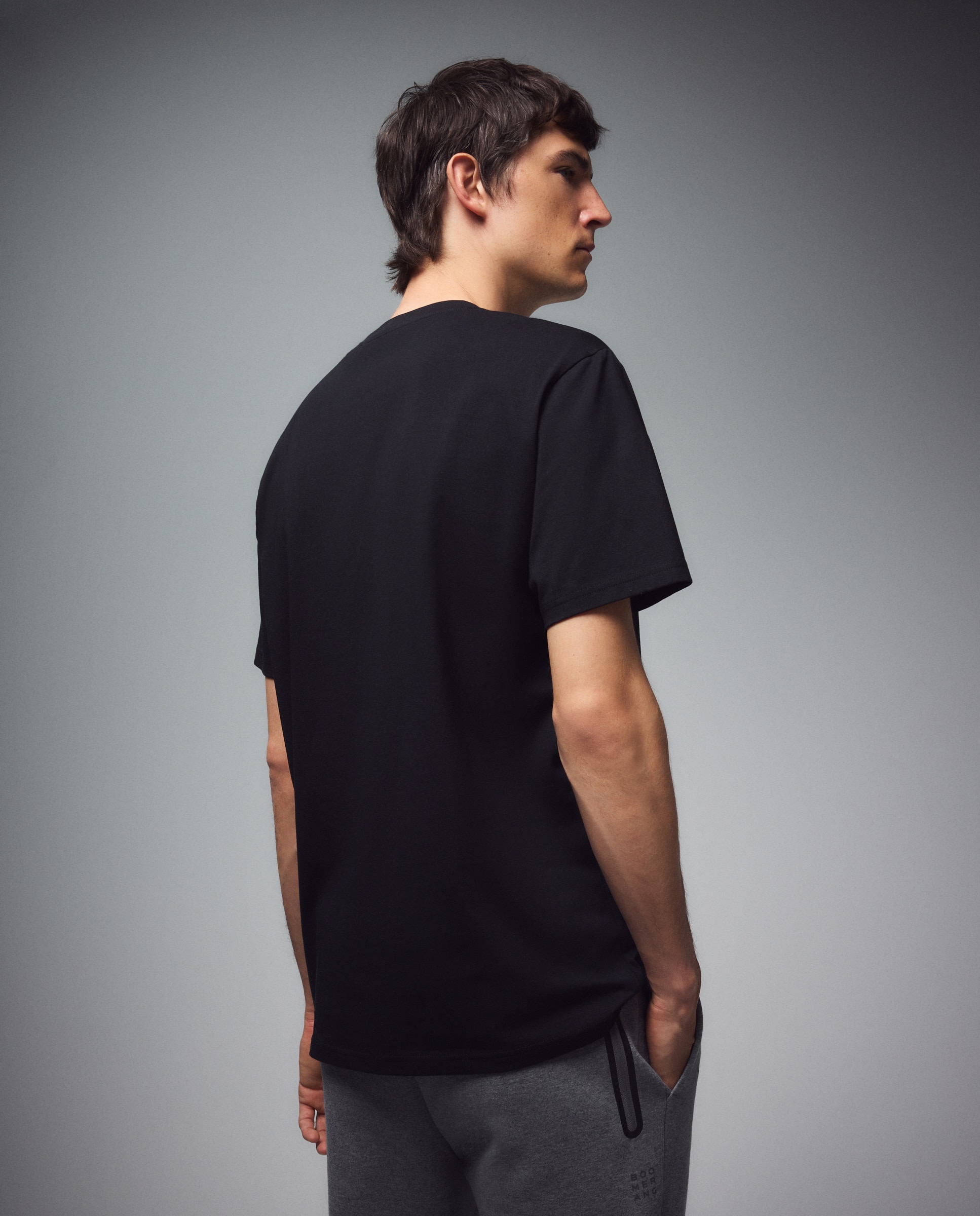 Camiseta de manga corta Sportcasual de hombre Boomerang - Negro Negro-3