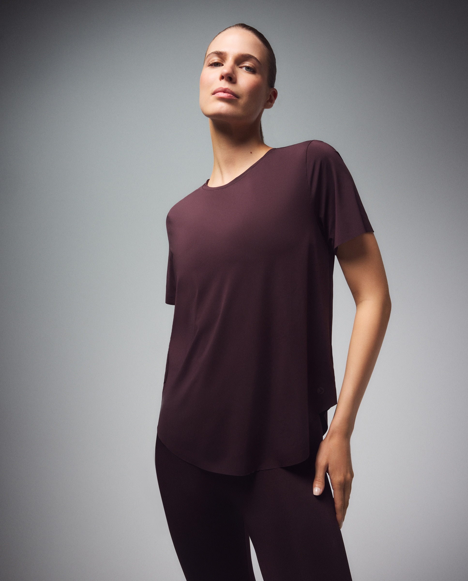 Camiseta de manga corta microperforada de training de mujer Boomerang - Marrón Marrón-1