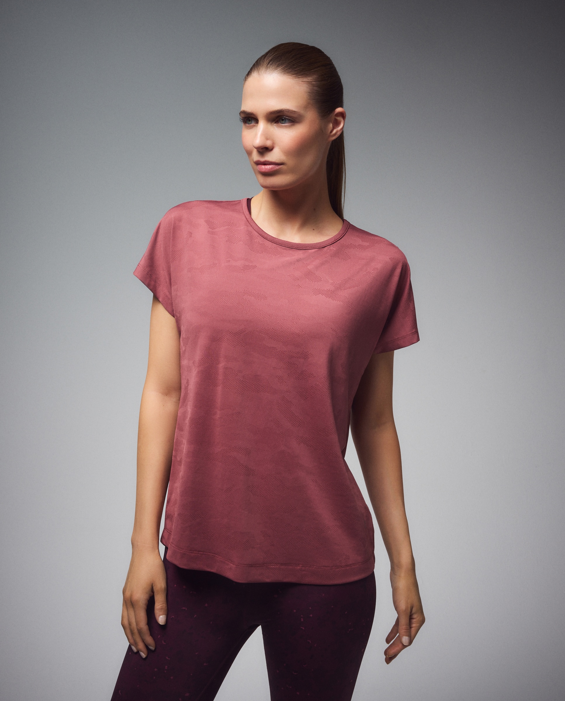 Camiseta jacquard de manga corta training de mujer Boomerang - 230 Rosa oscuro 230 Rosa oscuro-1