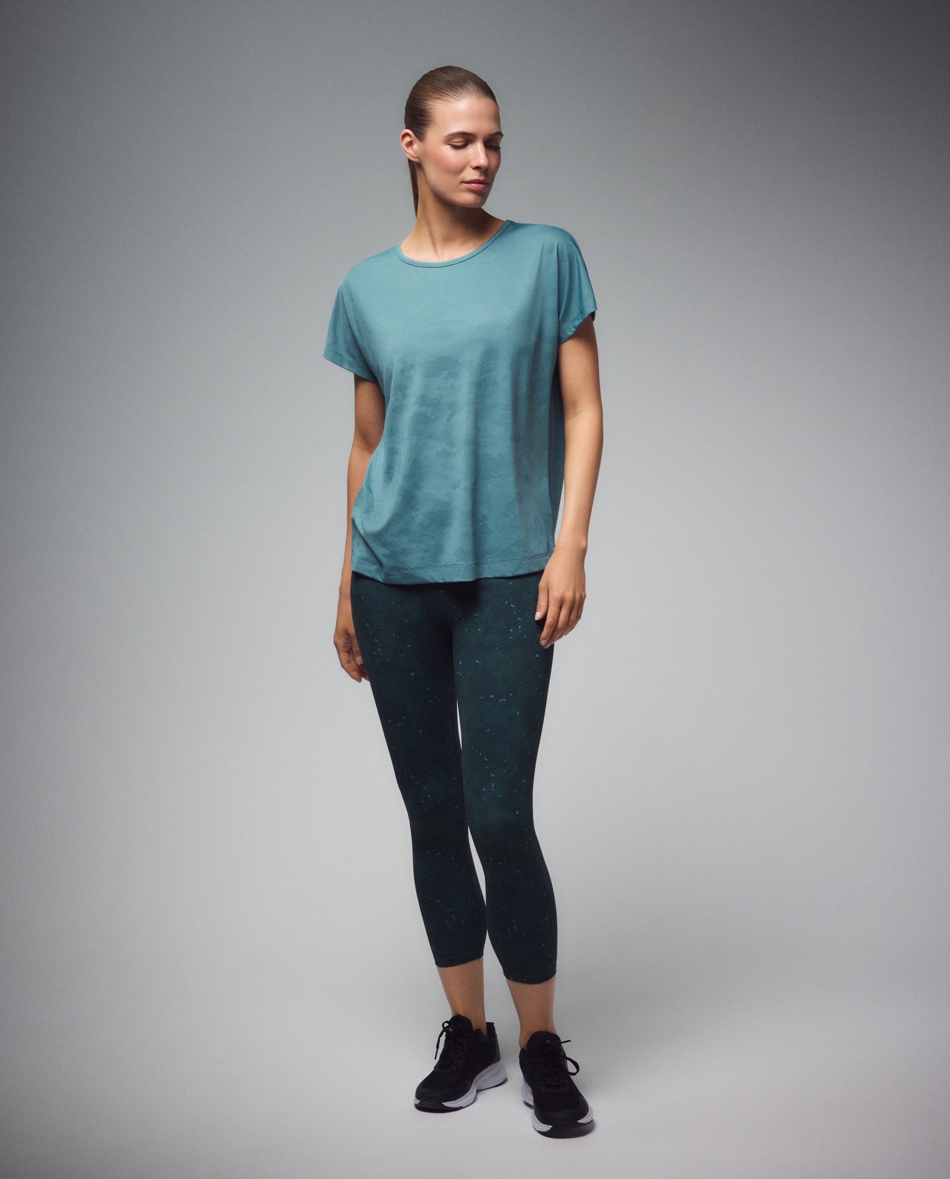 Camiseta jacquard de manga corta training de mujer Boomerang - 450 Turquesa 450 Turquesa-2