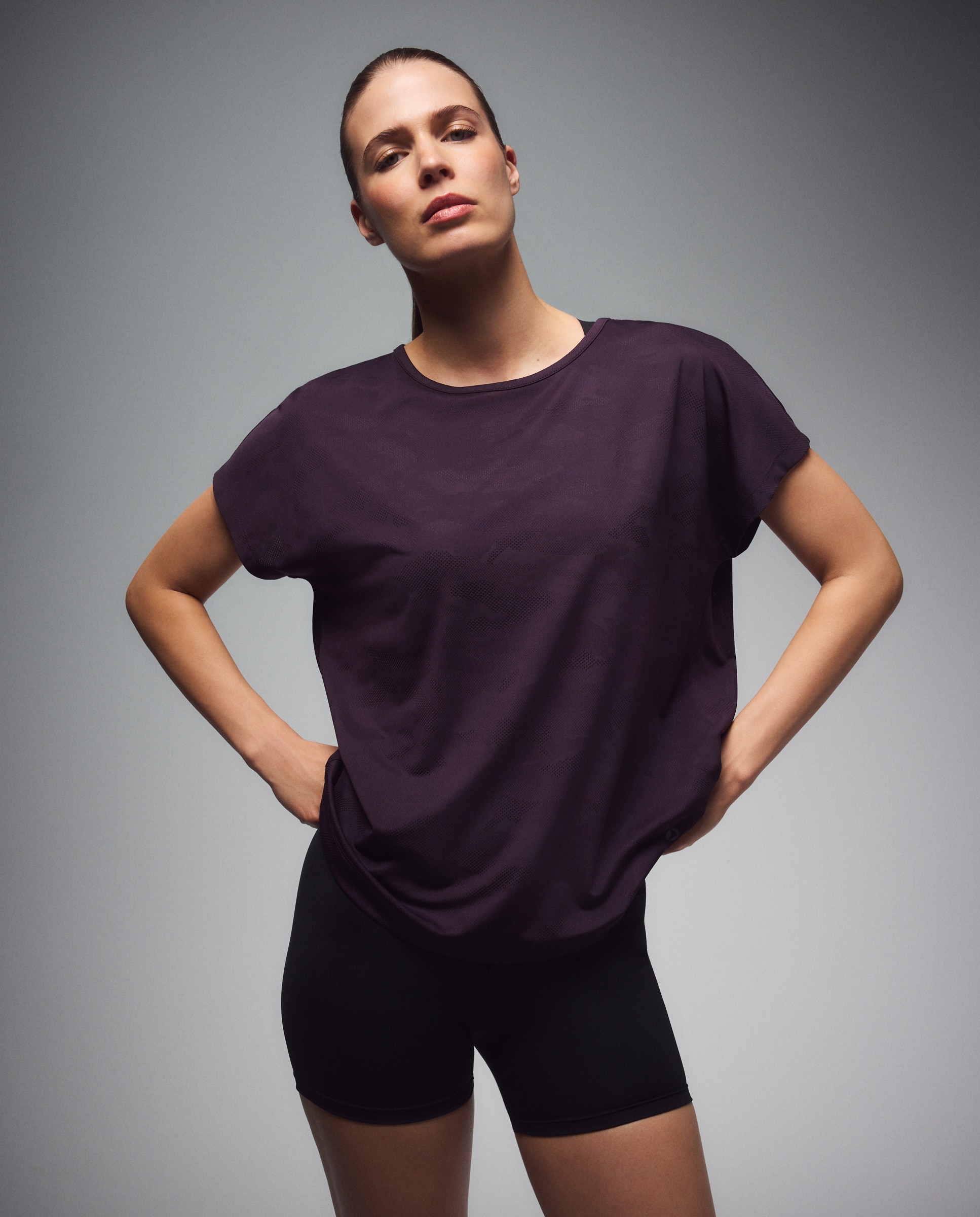 Camiseta jacquard de manga corta training de mujer Boomerang - 291 Berenjena 291 Berenjena-1