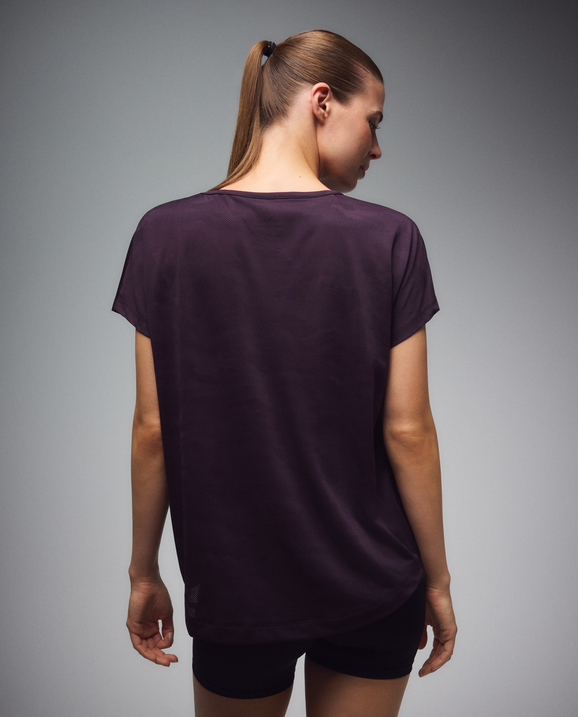 Camiseta jacquard de manga corta training de mujer Boomerang - 291 Berenjena 291 Berenjena-3