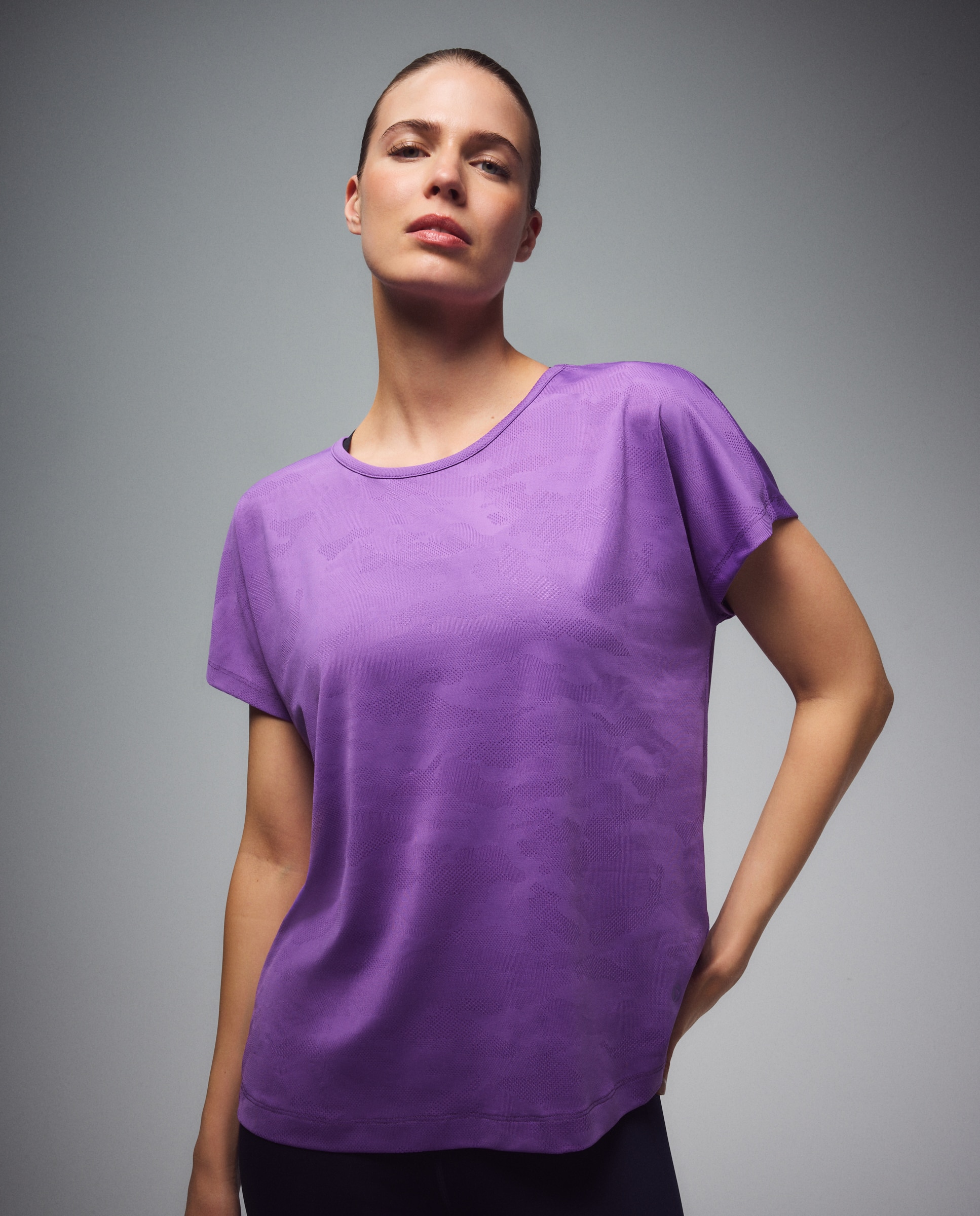 Camiseta jacquard de manga corta training de mujer Boomerang - Morado Morado-1