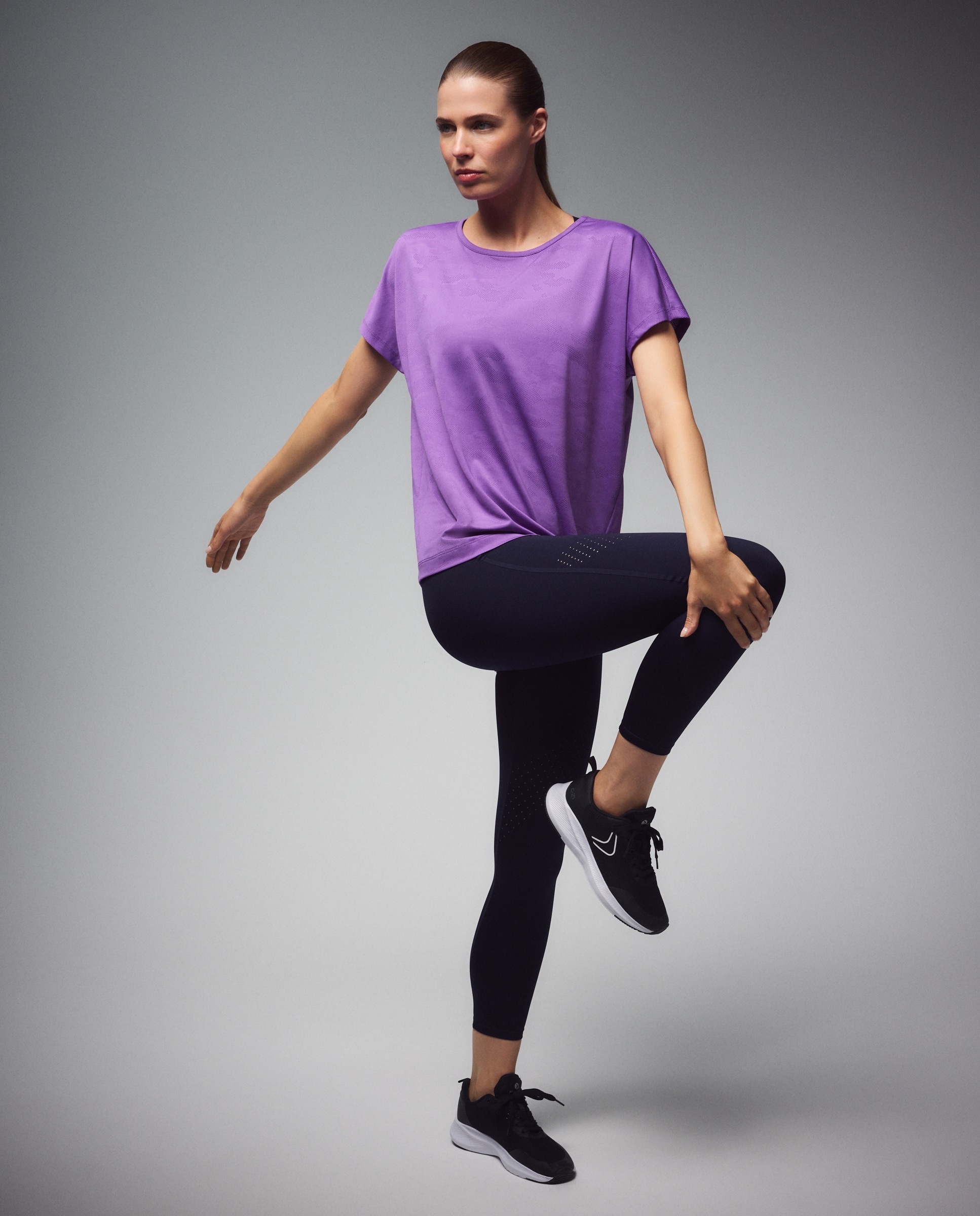 Camiseta jacquard de manga corta training de mujer Boomerang - Morado Morado-2