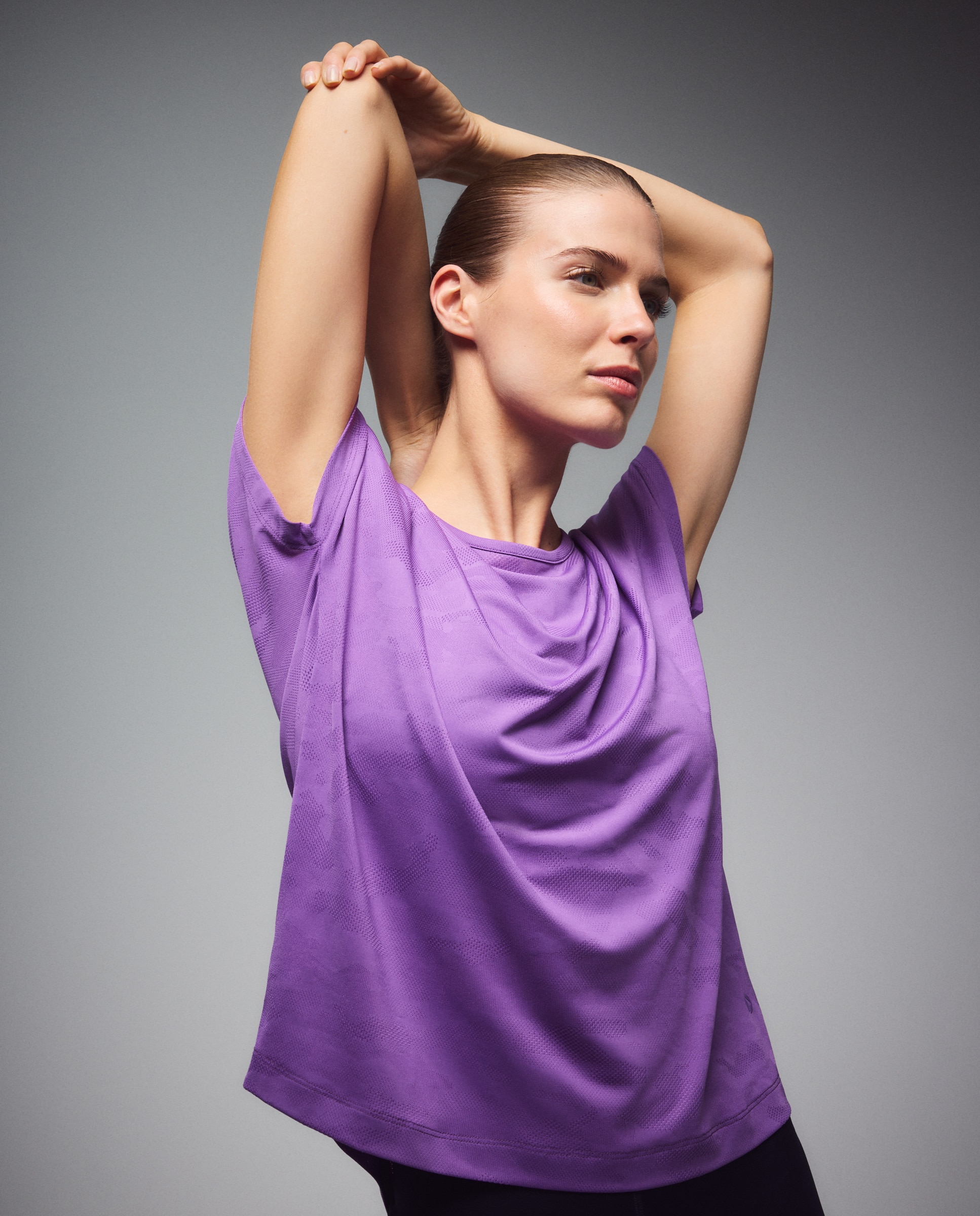 Camiseta jacquard de manga corta training de mujer Boomerang - Morado Morado-4