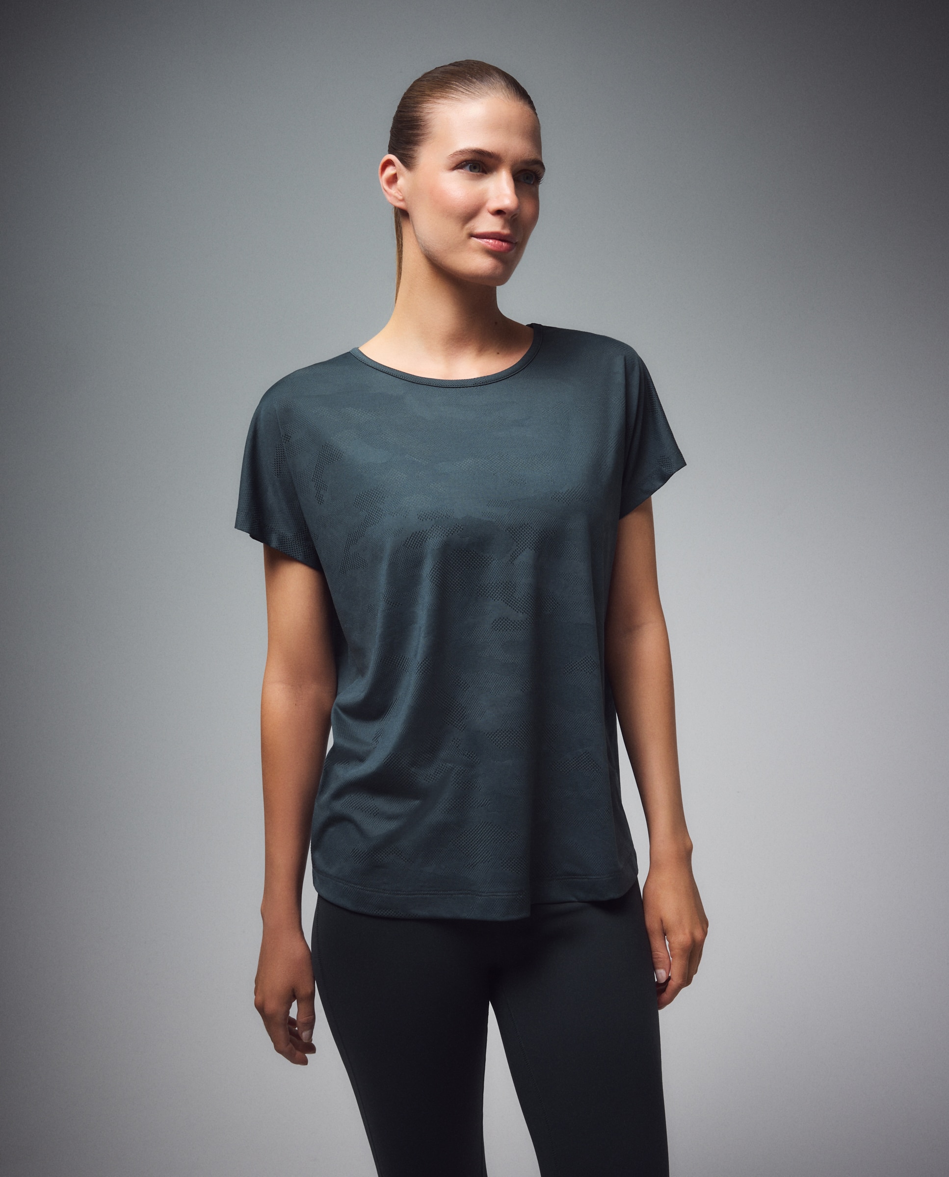 Imagem 0 de T-shirt de Training de Mulher com Jacquard e Manga Curta