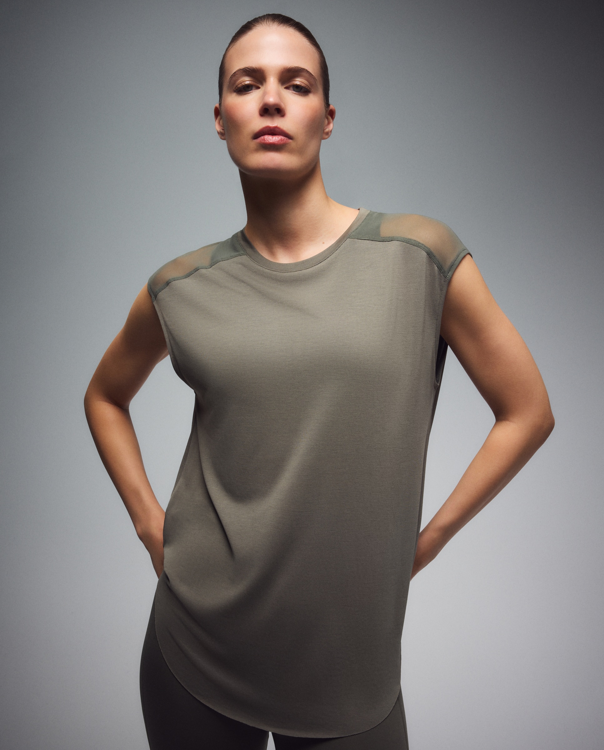Camiseta de manga corta de modal con mesh de training de mujer Boomerang - Verde Verde-1