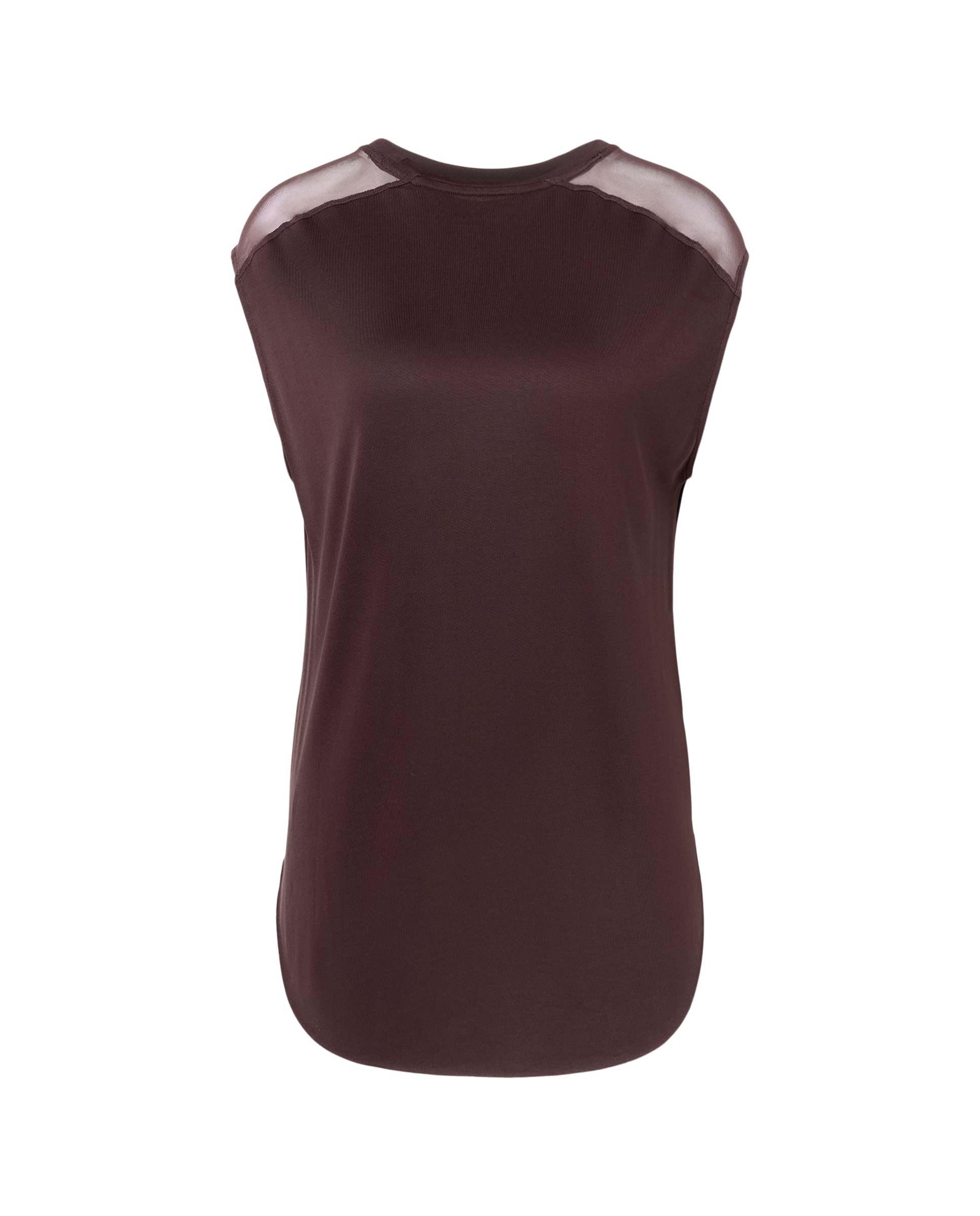 T-shirt de Training de Mulher em Modal com Mesh e Manga Curta Chocolate-5