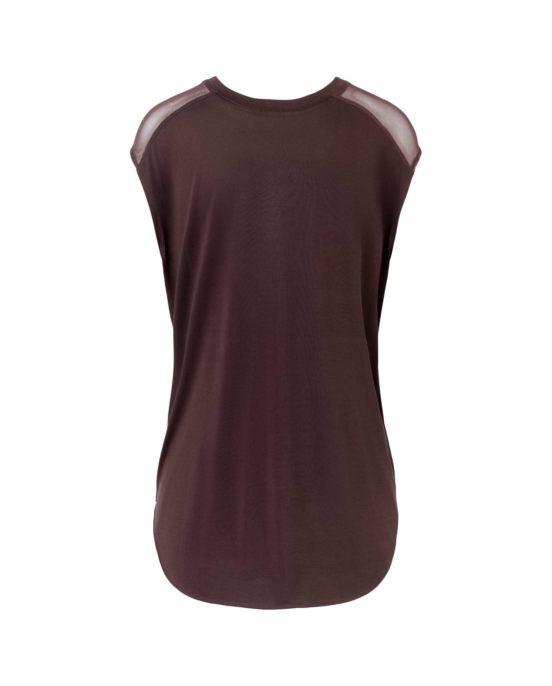 T-shirt de Training de Mulher em Modal com Mesh e Manga Curta Chocolate-6