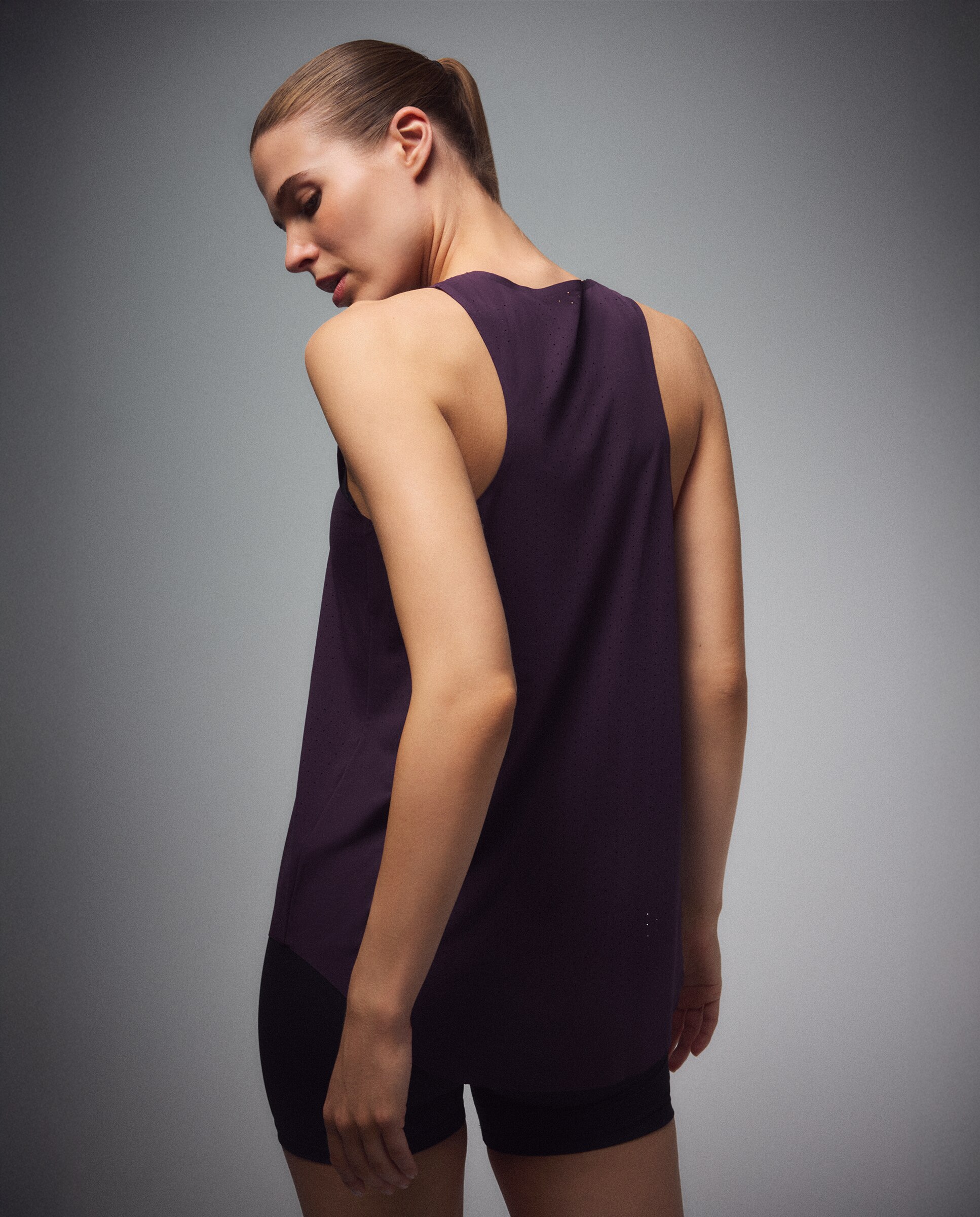 Camiseta sin mangas microperforada de training de mujer Boomerang - 291 Berenjena 291 Berenjena-3