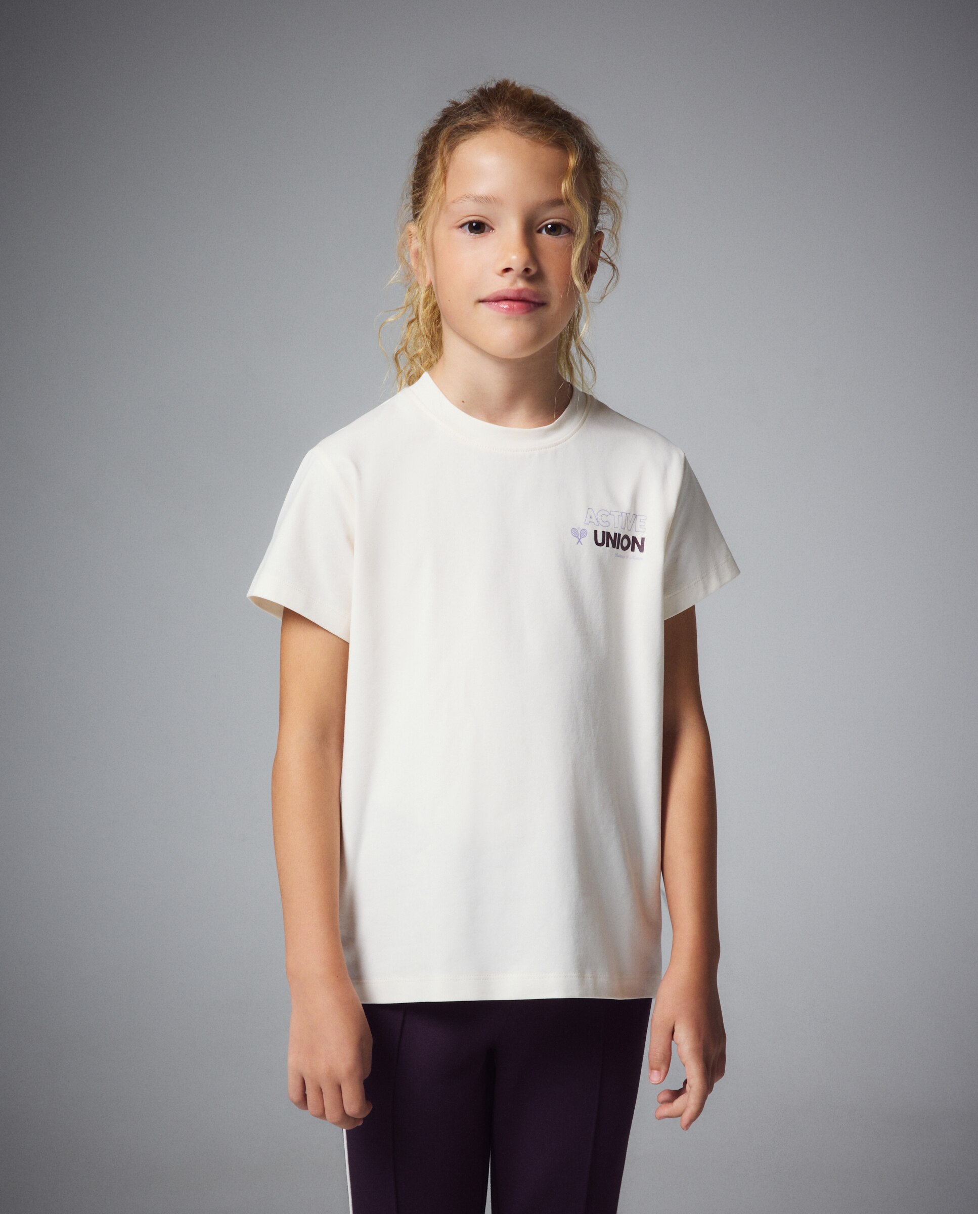 T-shirt de Manga Curta Sportcasual de Menina 130 Marfim-1
