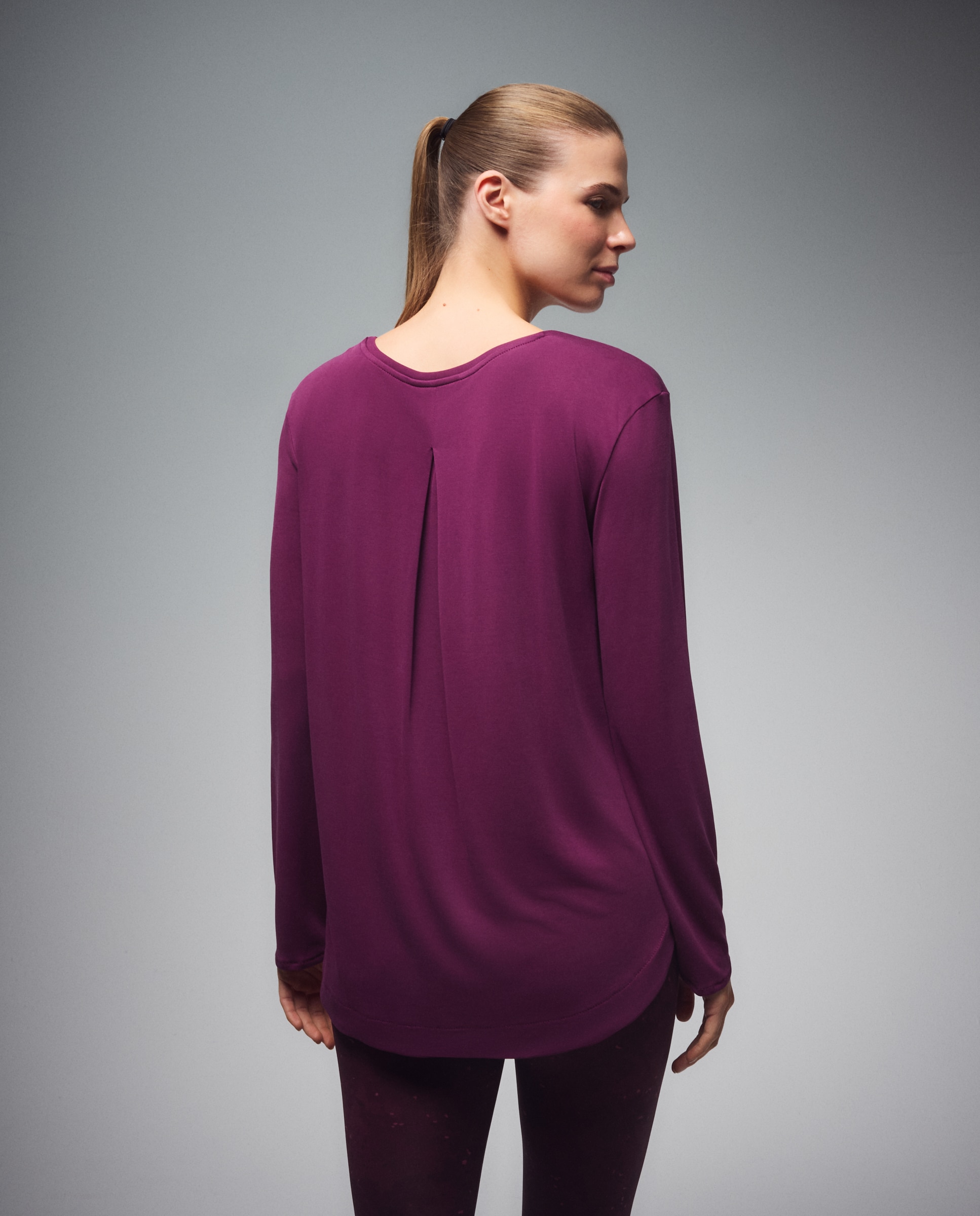 Camisola de Training de Modal de Mulher com Manga Comprida Bordeaux-3