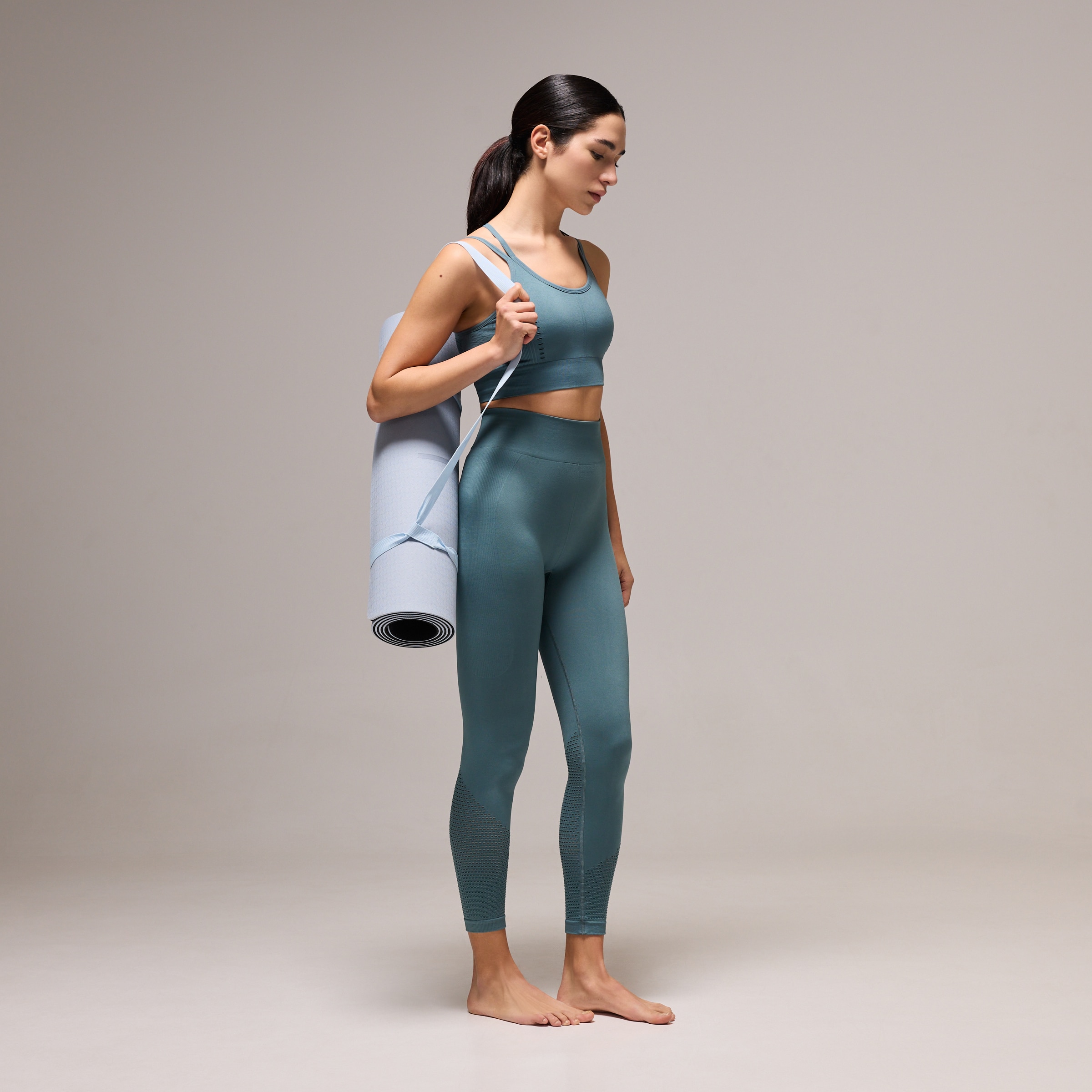Leggings Seamless de Yoga de Mulher Azul pálido-1