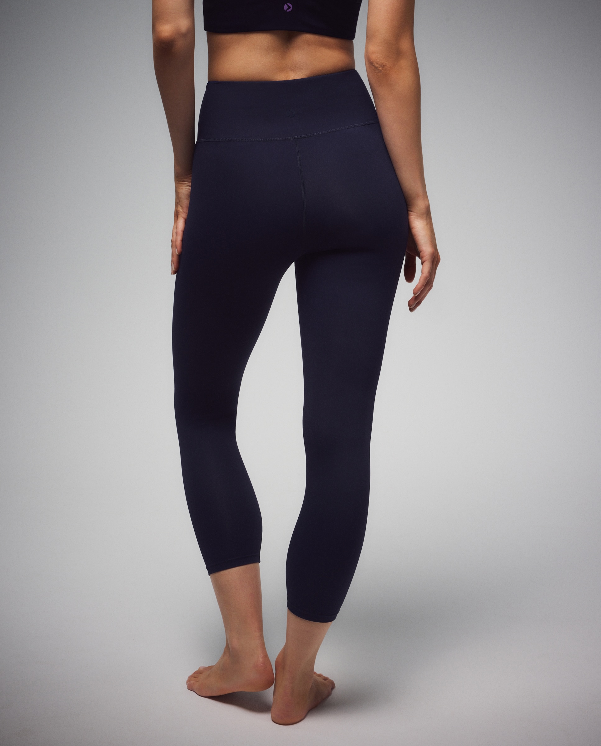 Leggings de Yoga de Mulher com Cintura em V Azul-marinho-3