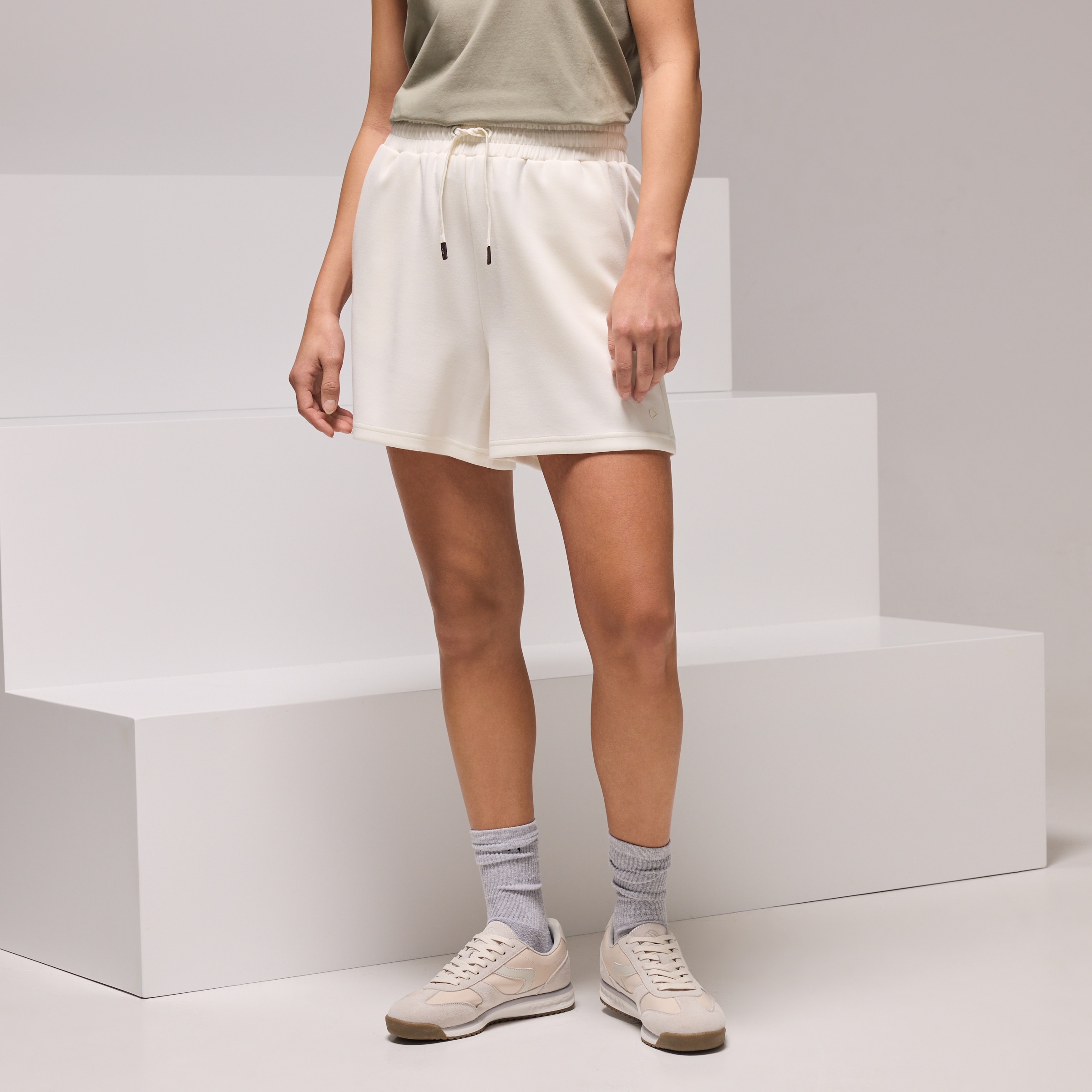 Calções de Modal Sportcasual de Mulher Baunilha-2