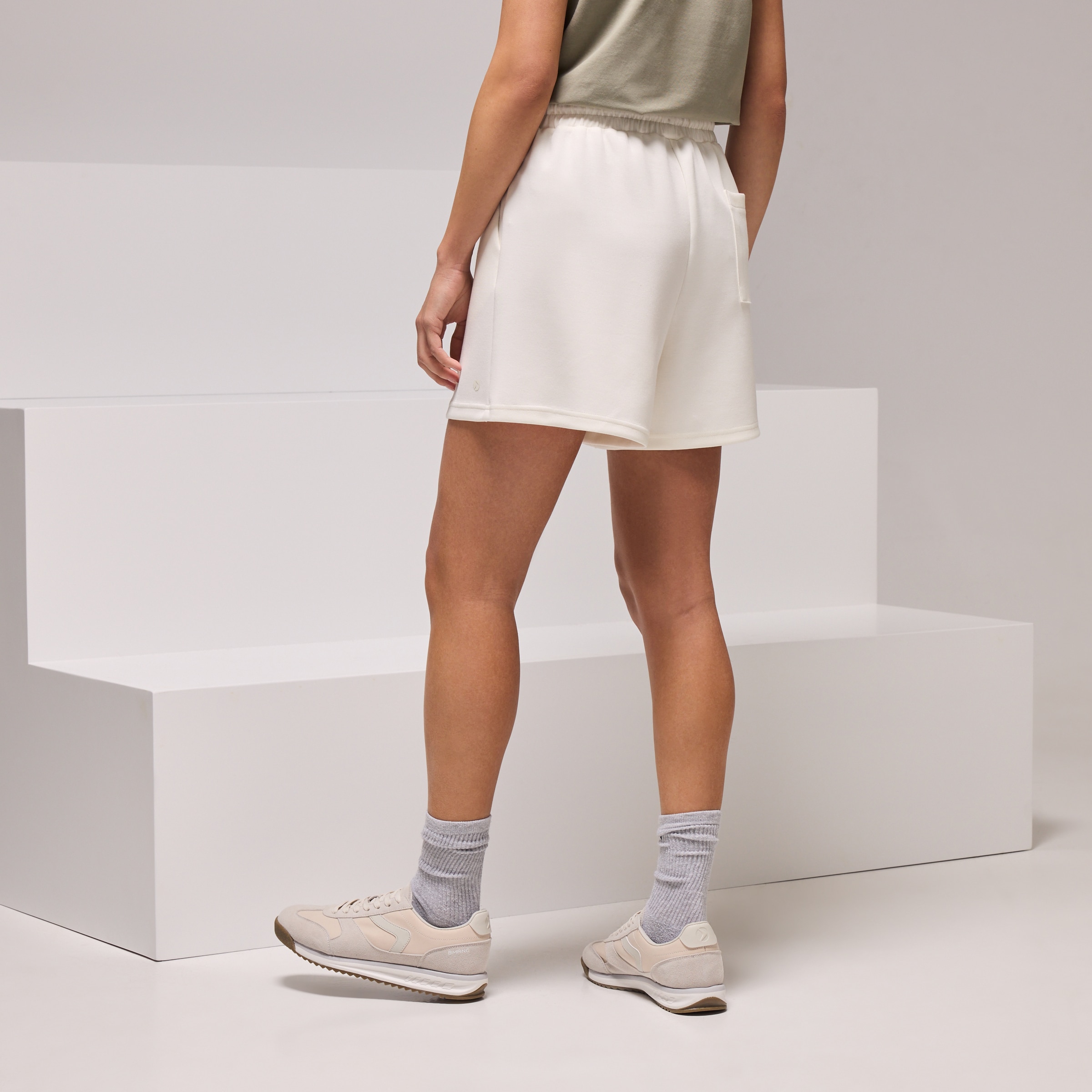 Calções de Modal Sportcasual de Mulher Baunilha-3