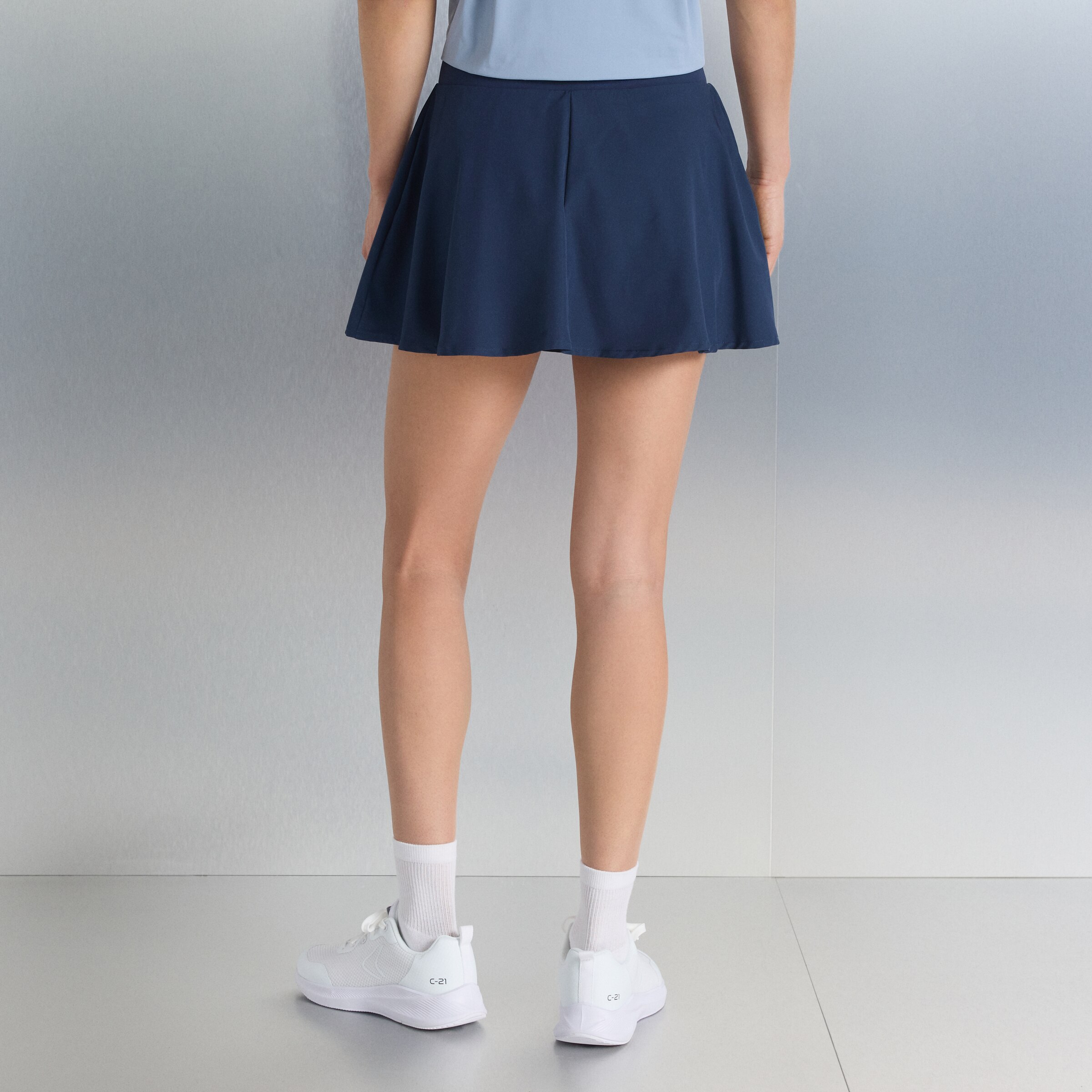 Falda con short interior de training de mujer Boomerang - Azul marino Azul marino-3